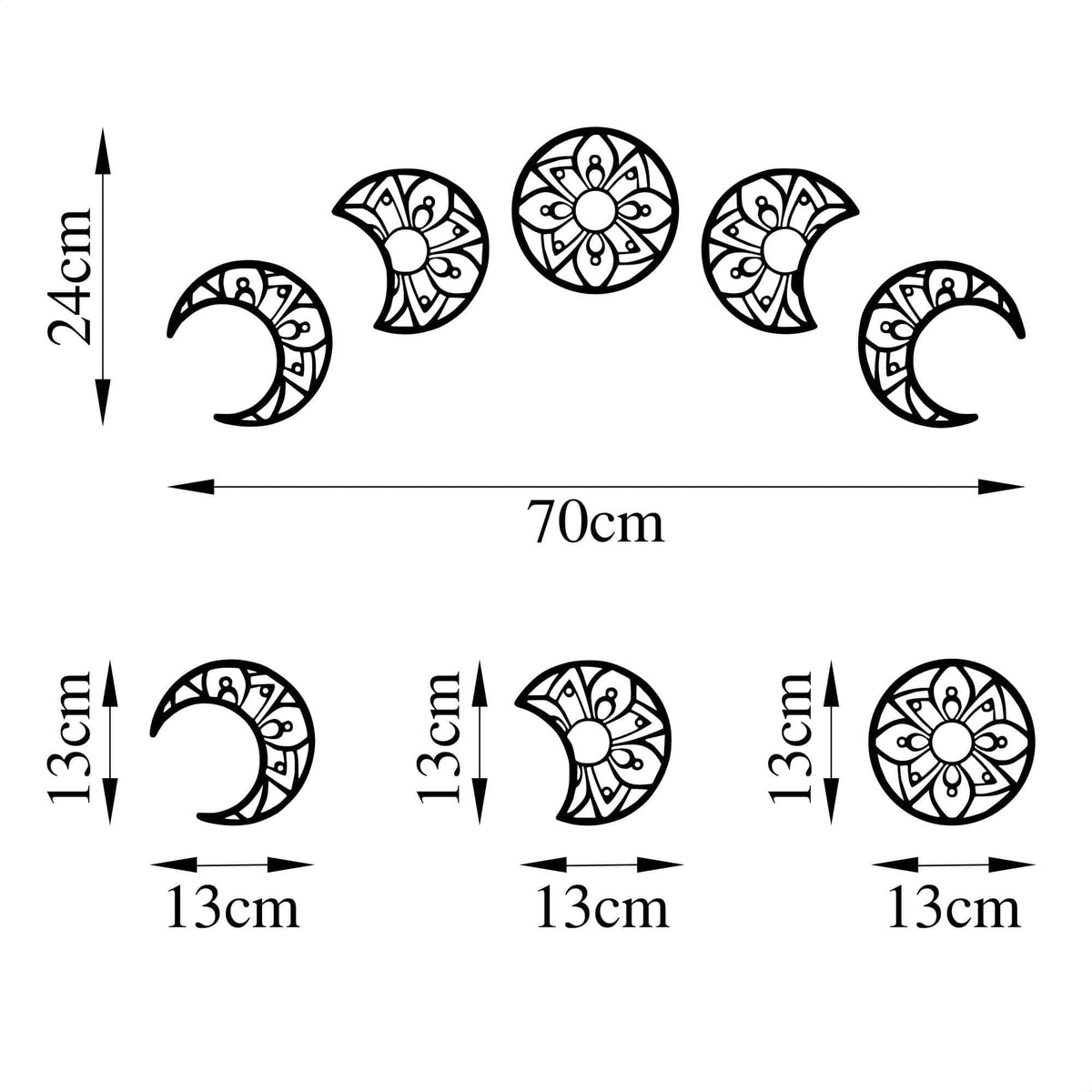 Decoratiuni perete 899SKL2516, negru, metal, 70x24 cm