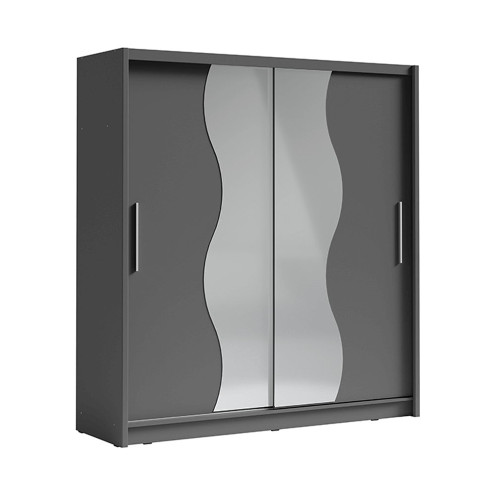 Dressing BIRGAMO TYP 2, gri inchis/gri grafit, DTD laminat, cu 2 usi, 205x63x215 cm