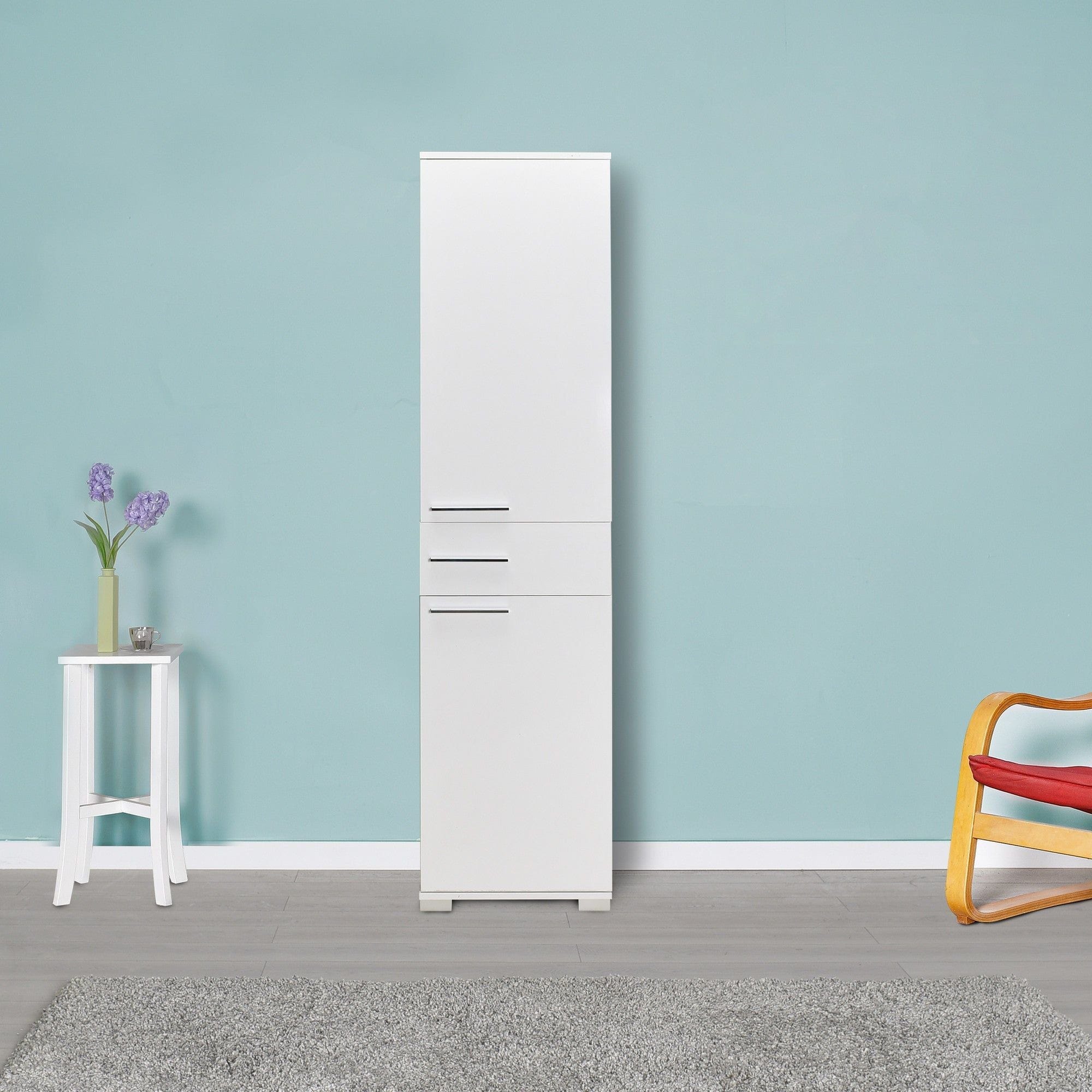 Dulap ADR-421-PP-1, alb, PAL melaminat, cu 2 usi si un sertar, 45x40x187 cm