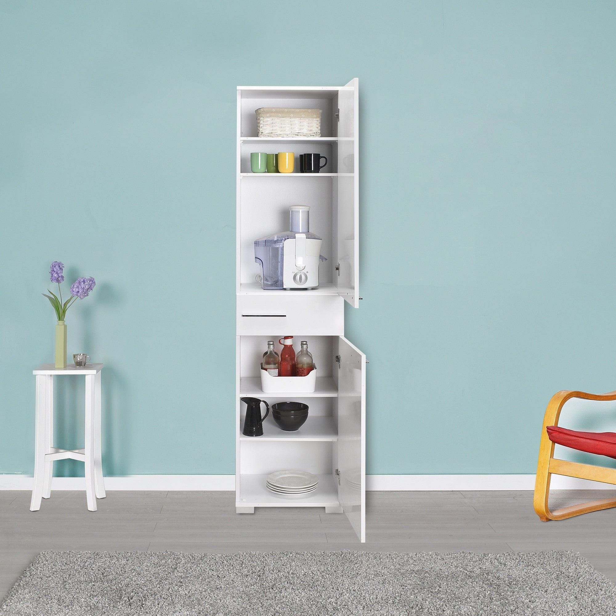 Dulap ADR-421-PP-1, alb, PAL melaminat, cu 2 usi si un sertar, 45x40x187 cm