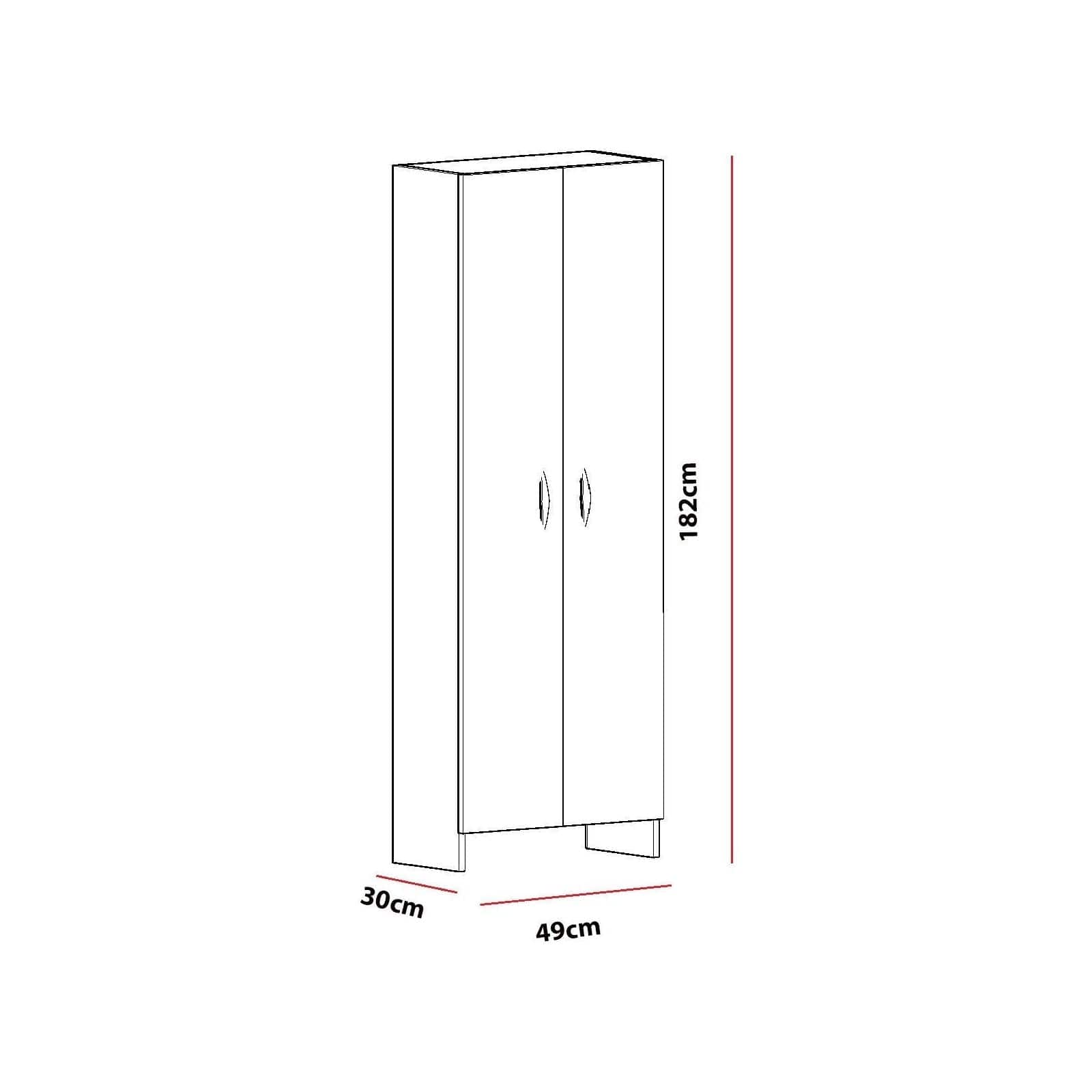 Dulap ATLANTIS, alb, PAL melaminat, cu 2 usi, 49x30x182 cm