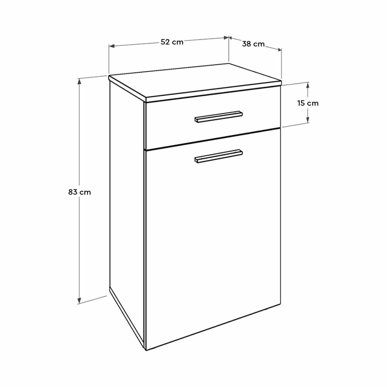 Dulap baie ADR-611-PP-1, alb, PAL melaminat, cu o usa si un sertar, 52x38x83 cm