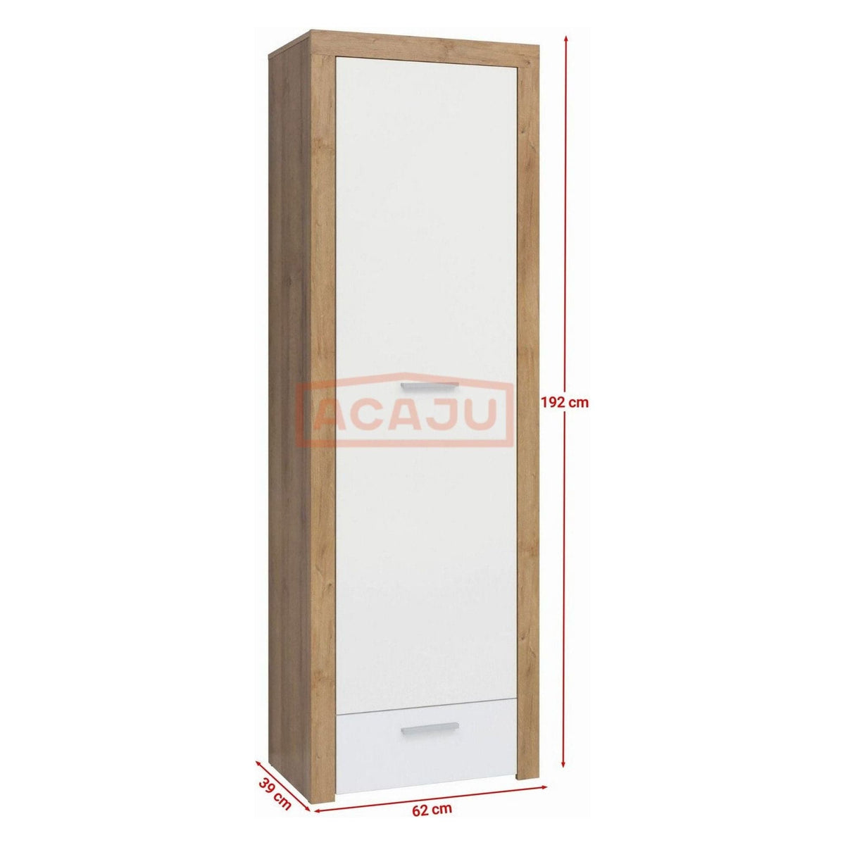 Dulap BALDER, alb/stejar sonoma, PAL, cu o usa, 62x39x192 cm