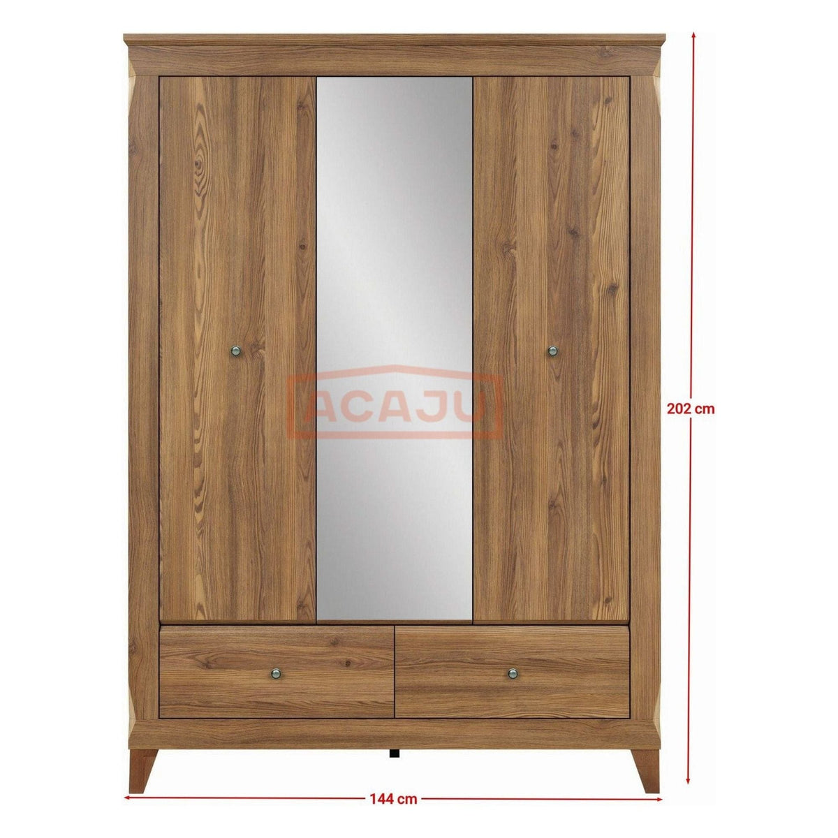Dulap BERGEN, stejar zada Sibiu, PAL, cu 3 usi si 2 sertare, 144x63x202 cm