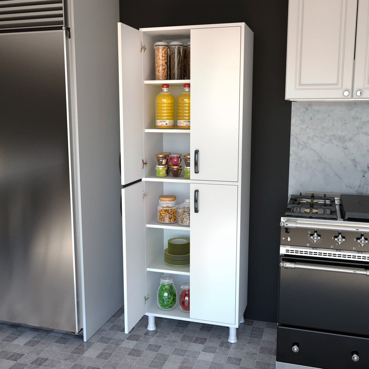 Dulap bucatarie M4-1103, alb, PAL melaminat, 63x36x191 cm