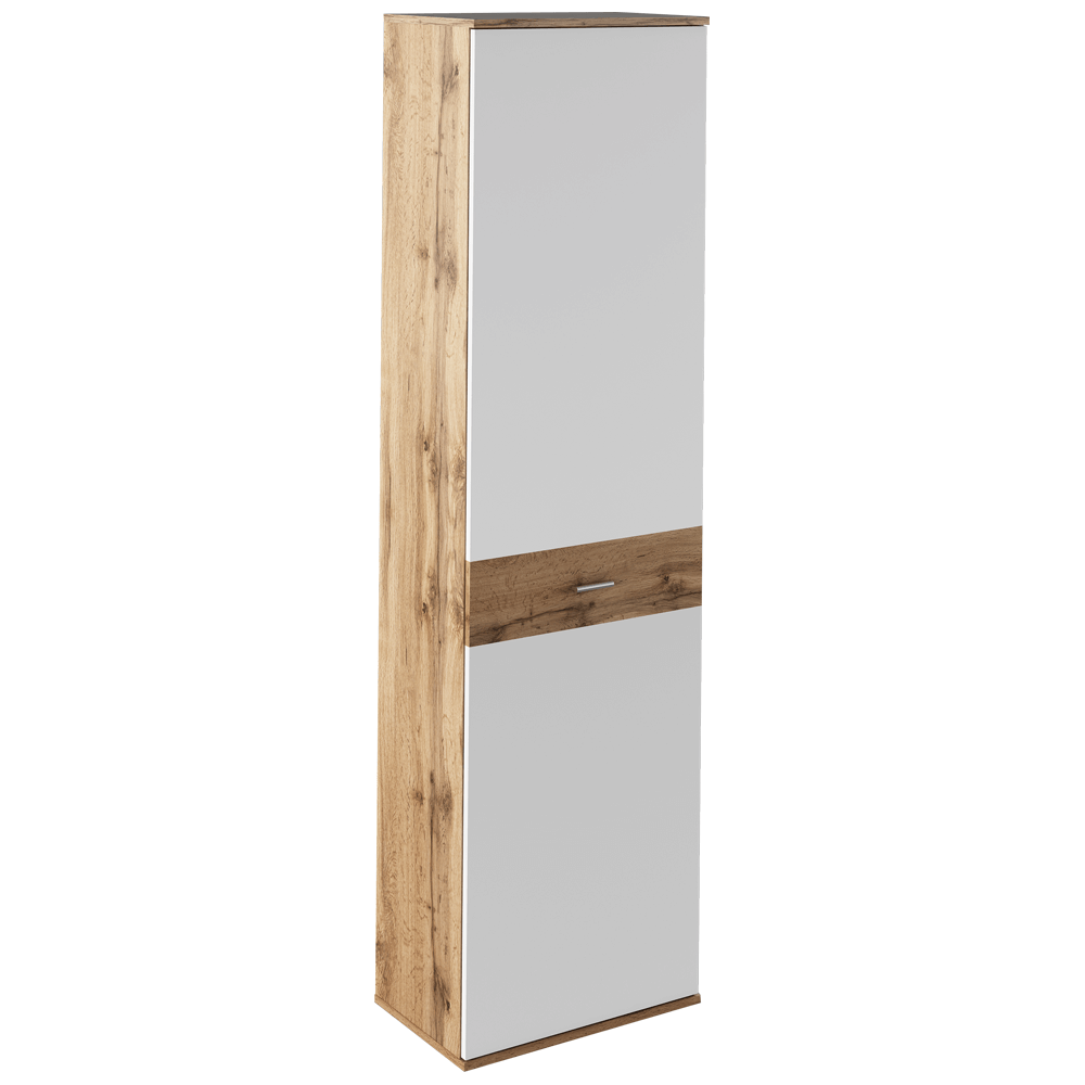 Dulap CYRIL, stejar wotan/alb, DTD laminat, cu o usa, 55x35x199 cm