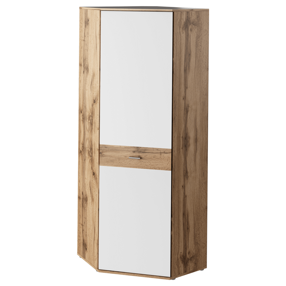Dulap CYRIL TIP 3, stejar wotan/alb, DTD laminat, cu o usa, 73x73x199 cm