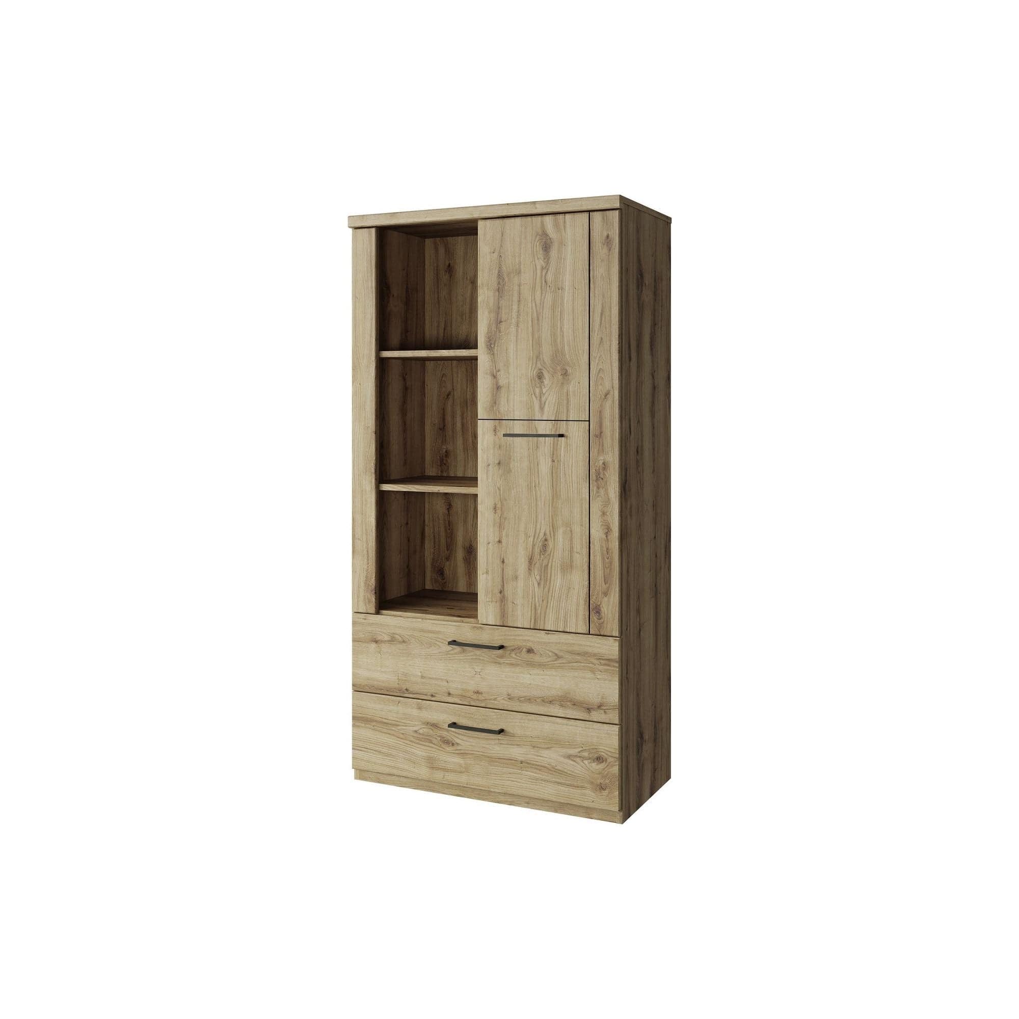Dulap DOORSET, stejar navarra/negru, PAL laminat/plastic, 80x41x157 cm