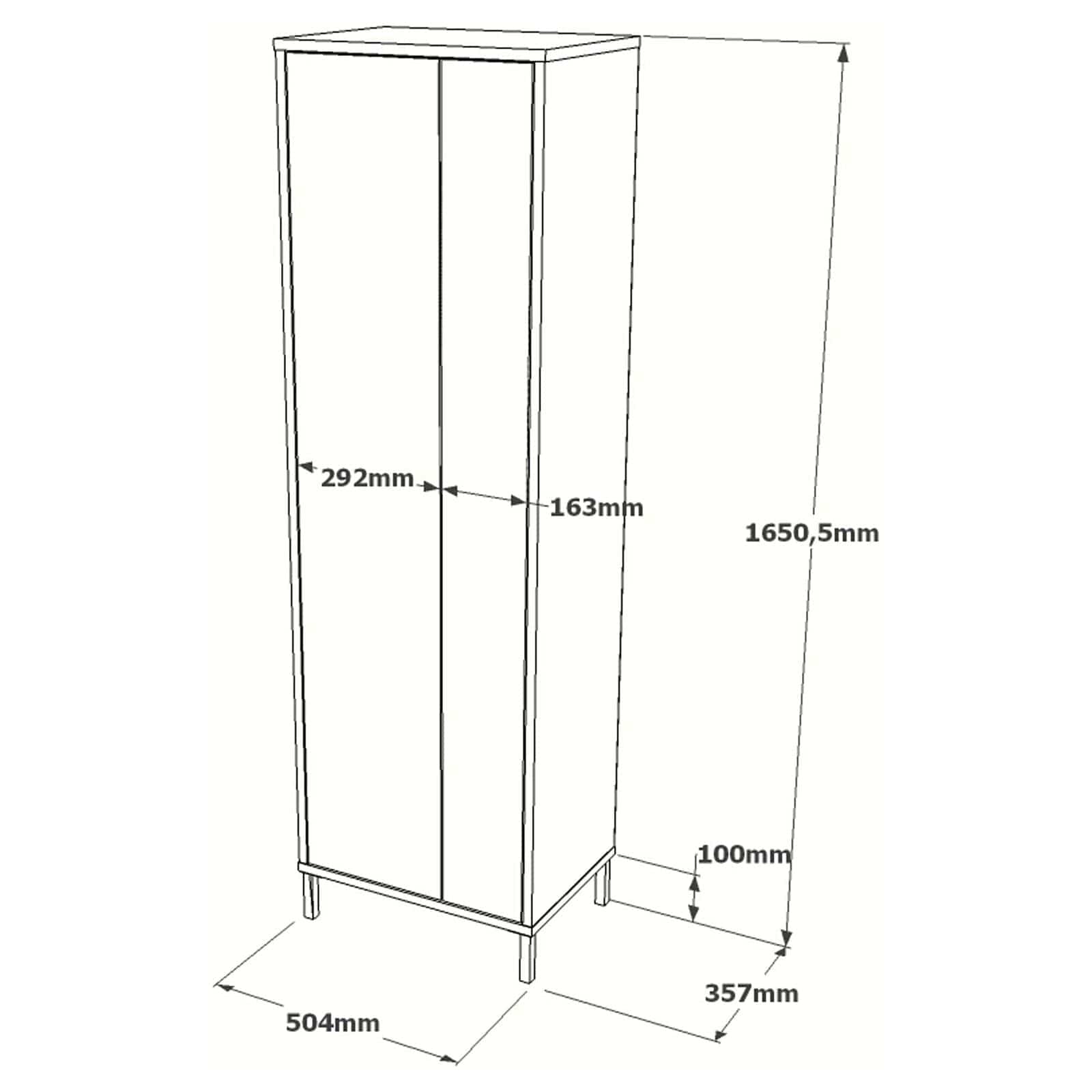 Dulap DY1-W, alb/negru, PAL melaminat, cu 2 usi, 50x36x165 cm