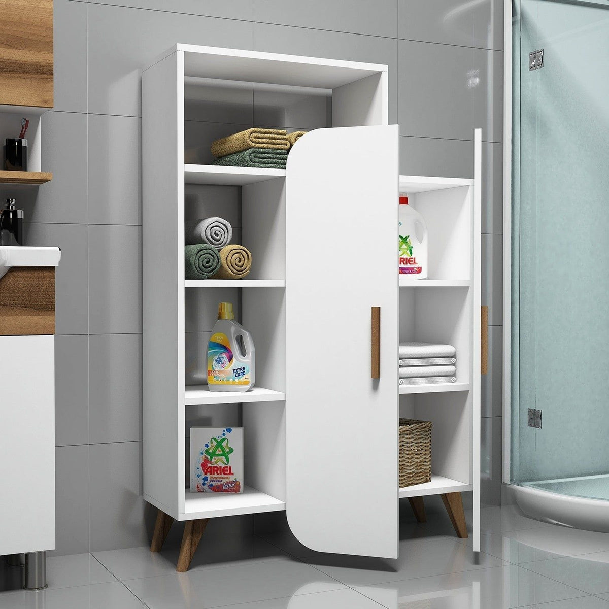 Dulap FORM, alb, PAL melaminat, cu 2 usi, 90x32x132 cm