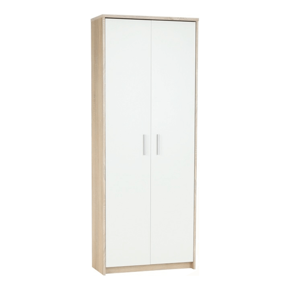 Dulap JOHAN 2 NEW 05, stejar sonoma/alb, DTD laminat, cu 2 usi, 73x34x186 cm