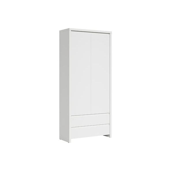 Dulap KASPIAN, alb, PAL, cu 2 usi si 2 sertare, 90x41x201 cm