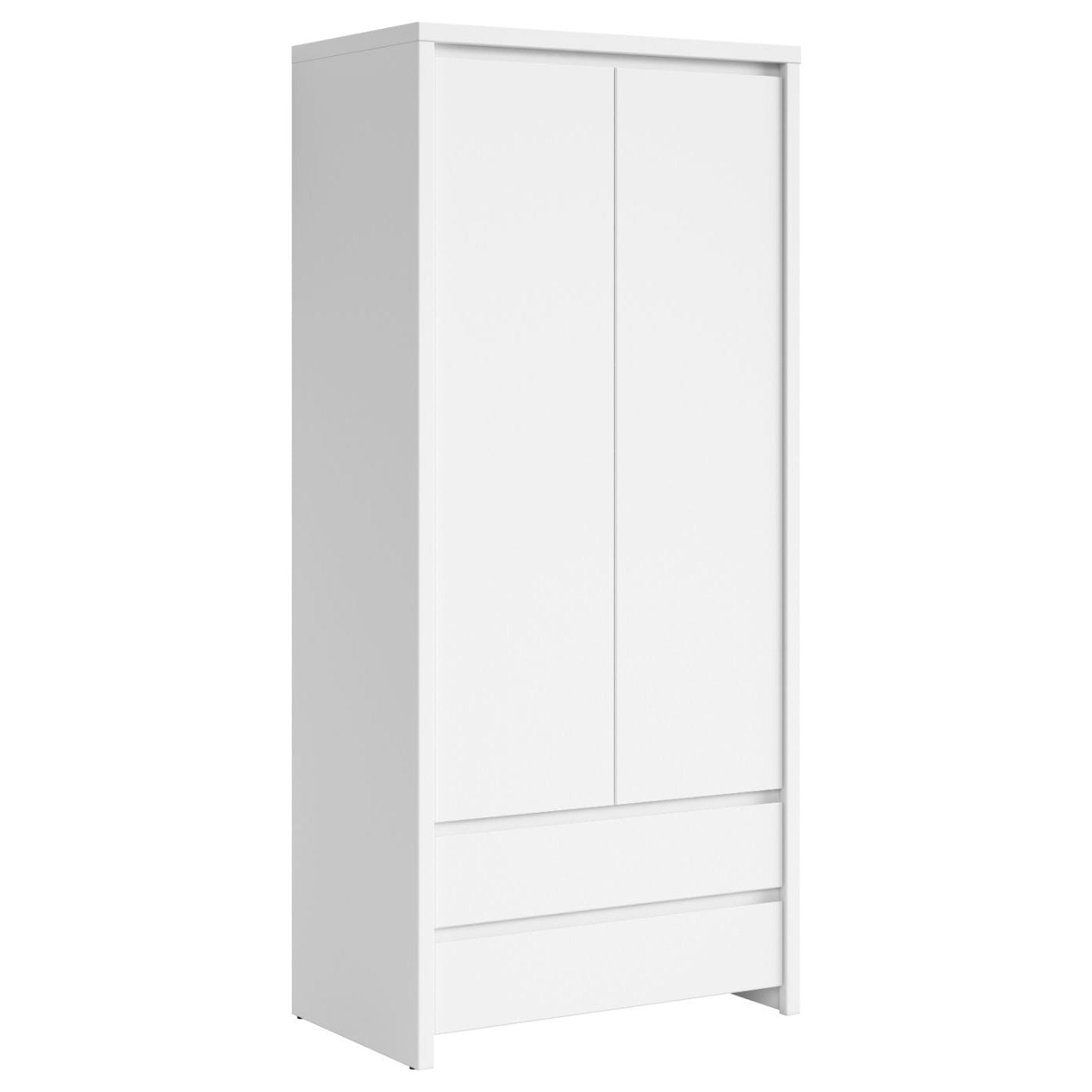 Dulap KASPIAN, alb, PAL, cu 2 usi si 2 sertare, 90x56x201 cm
