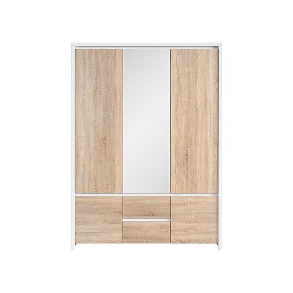 Dulap KASPIAN, stejar sonoma/alb, PAL, cu 5 usi si 2 sertare, 154x56x211 cm