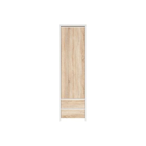 Dulap KASPIAN, stejar sonoma/alb, PAL, cu o usa si 2 sertare, 56x41x201 cm