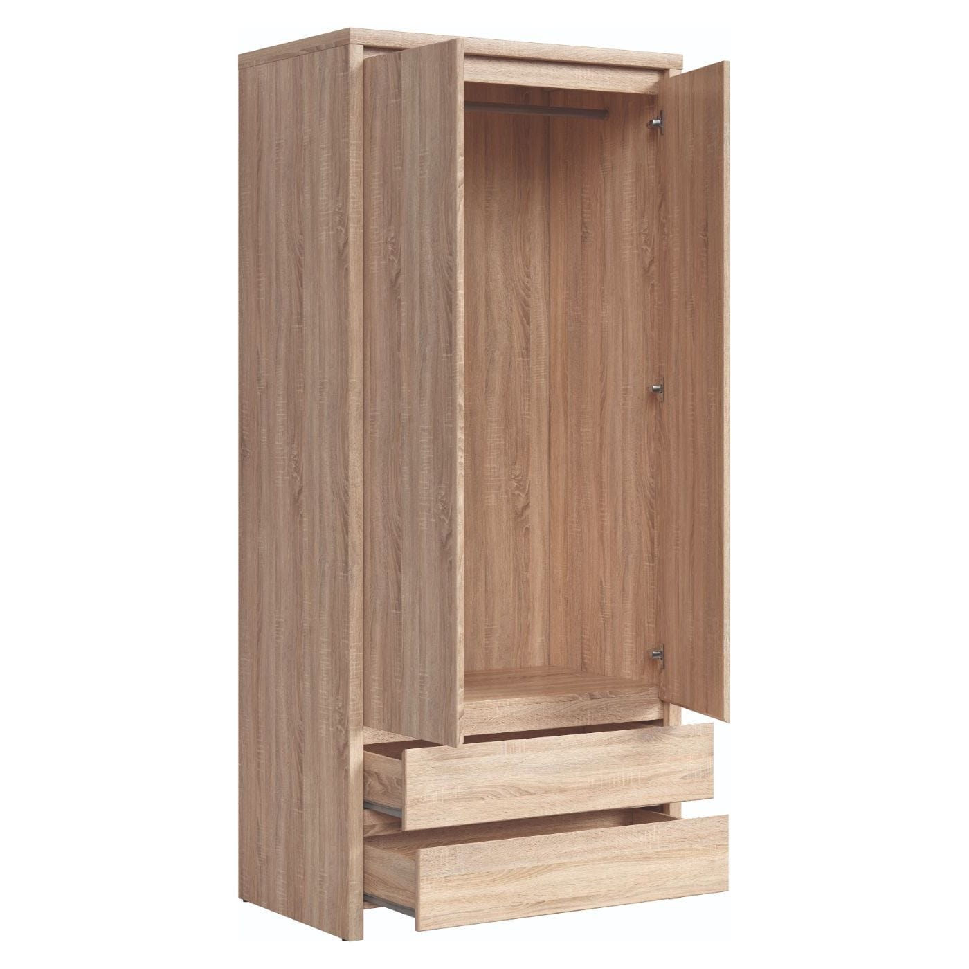 Dulap KASPIAN, stejar sonoma, PAL, cu 2 usi si 2 sertare, 90x56x201 cm