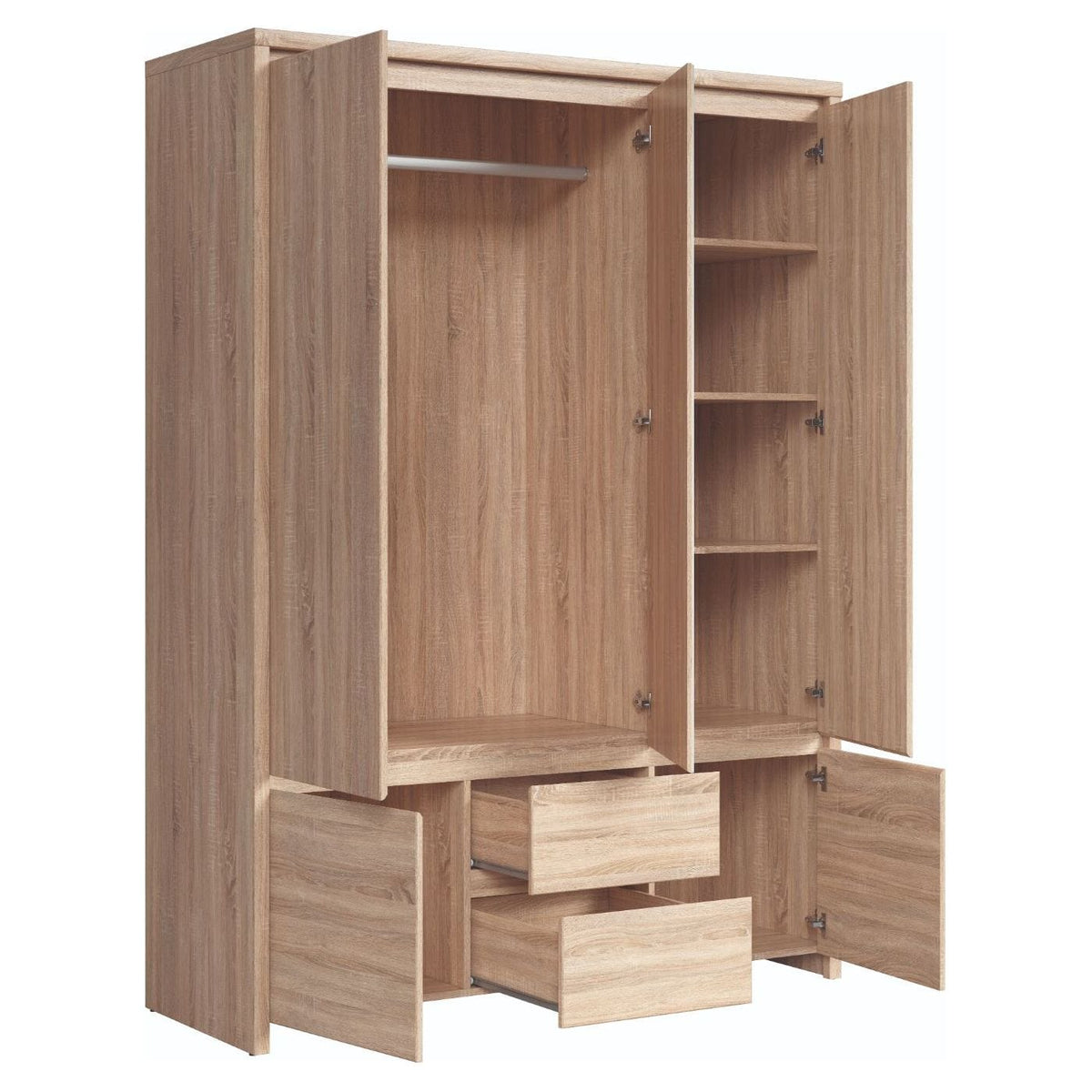 Dulap KASPIAN, stejar sonoma, PAL, cu 5 usi si 2 sertare, 154x56x211 cm