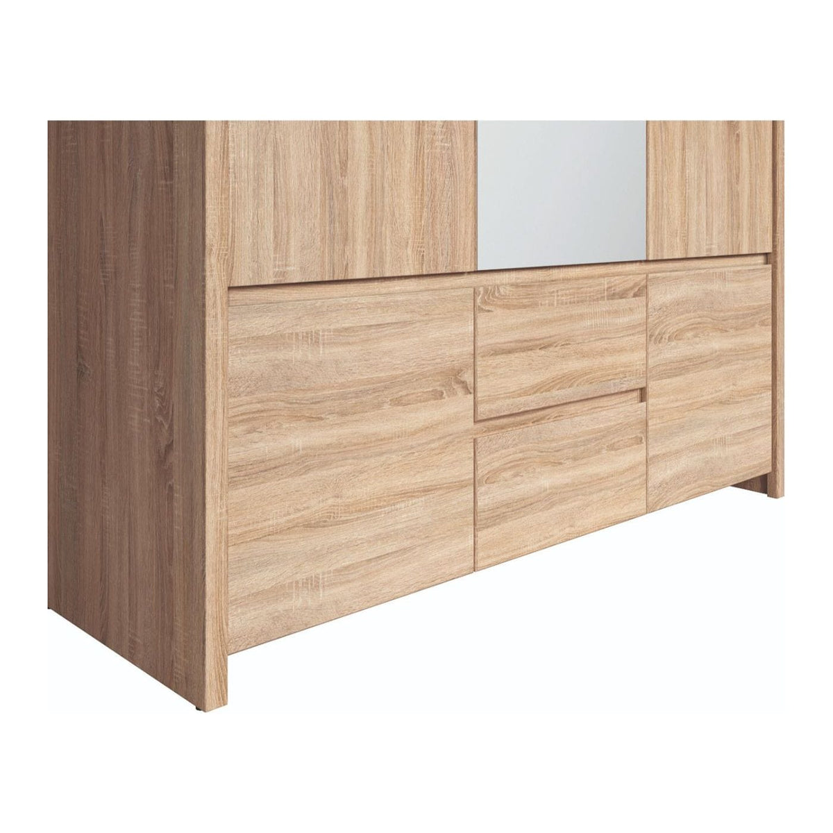 Dulap KASPIAN, stejar sonoma, PAL, cu 5 usi si 2 sertare, 154x56x211 cm