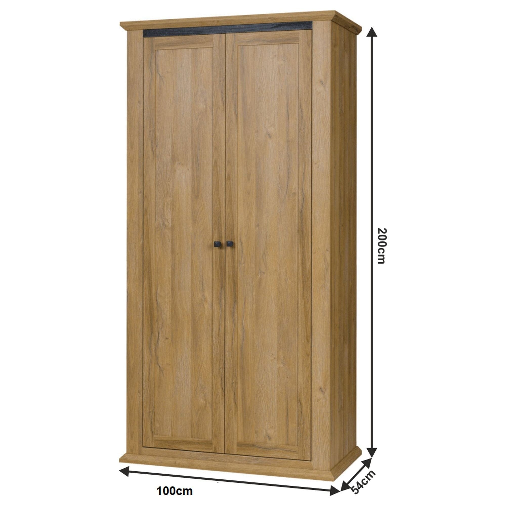 Dulap LEON MZ2, stejar, DTD laminat, cu 2 usi, 100x54x100 cm