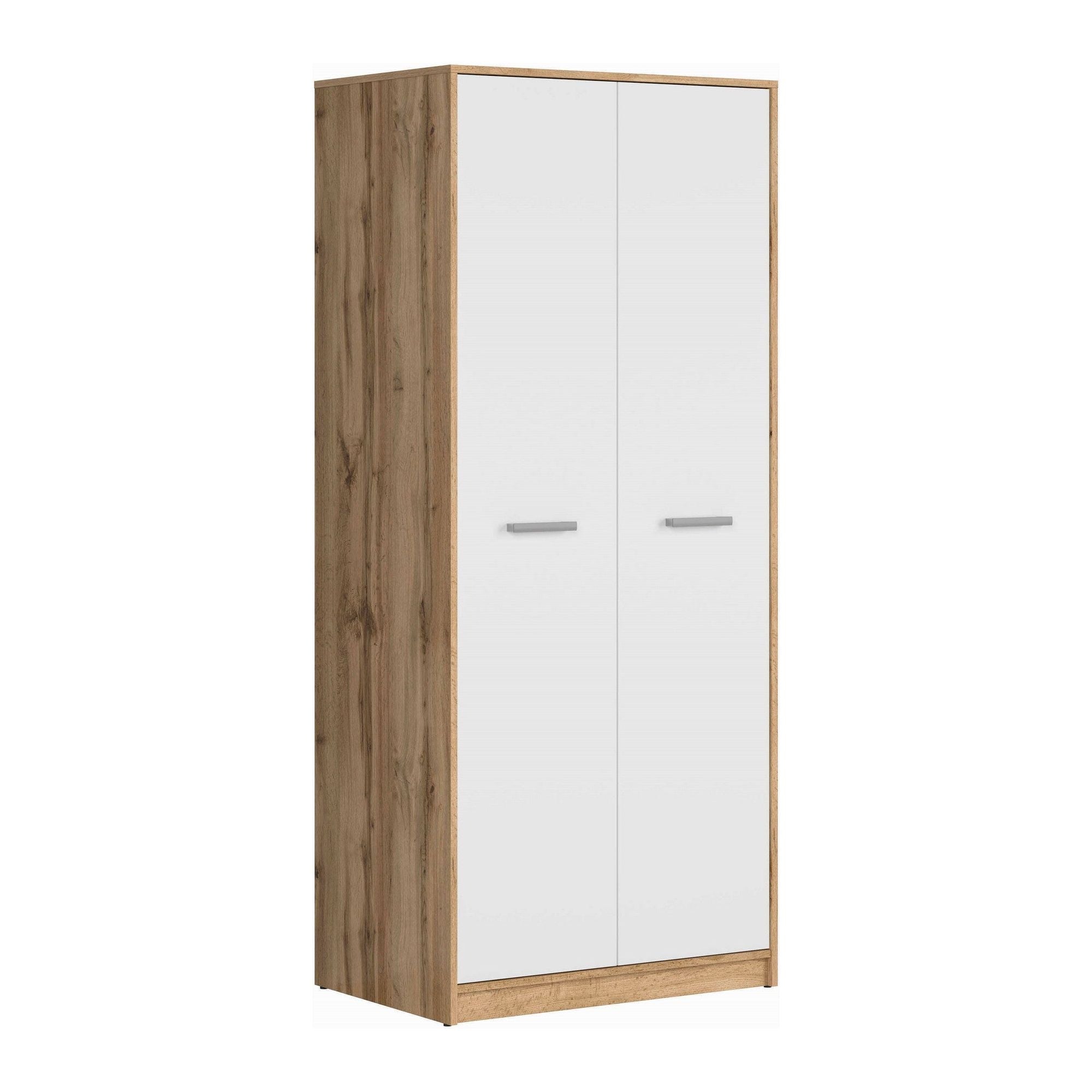 Dulap MATOS, alb/stejar, PAL, cu doua usi, 80x55x189 cm
