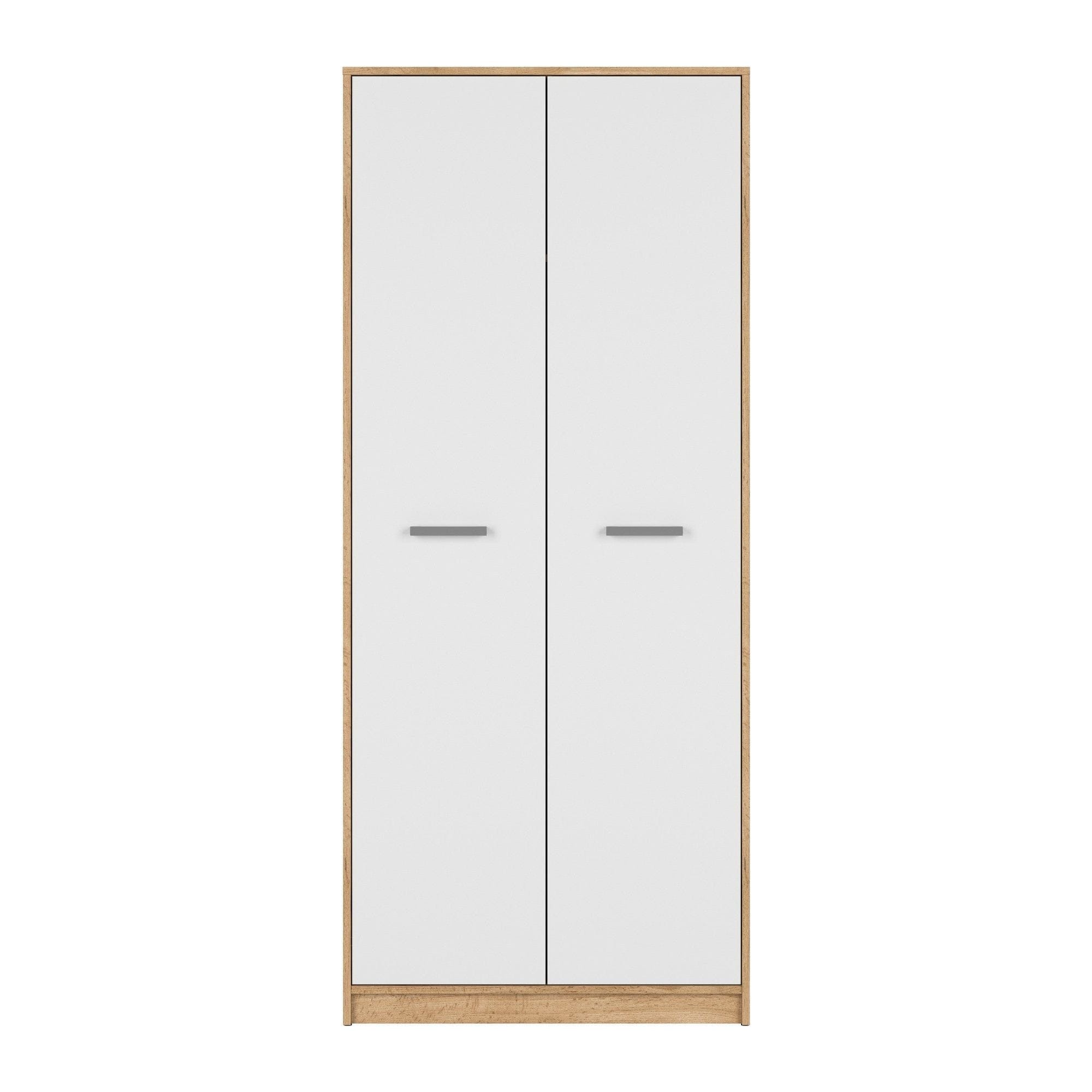 Dulap MATOS, alb/stejar, PAL, cu doua usi, 80x55x189 cm