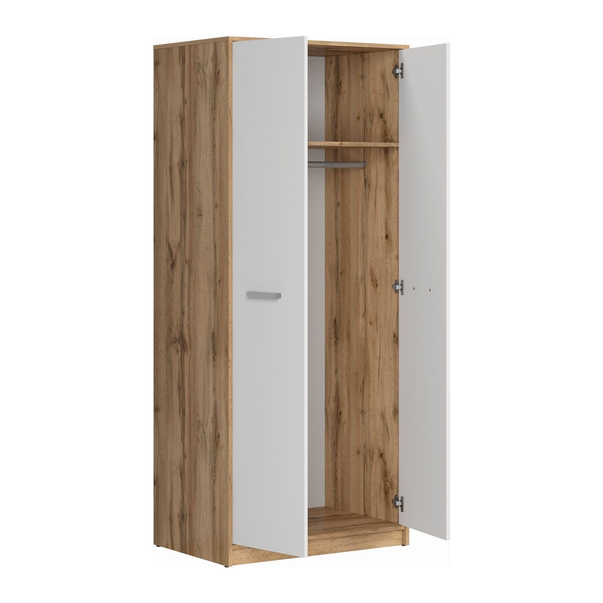 Dulap MATOS, alb/stejar, PAL, cu doua usi, 80x55x189 cm