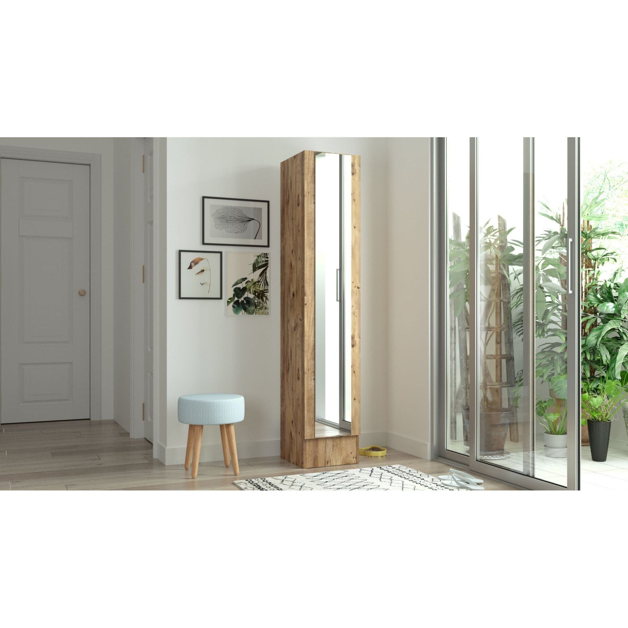 Dulap ML14-A, stejar, PAL melaminat, cu o usa, 36x36x180 cm