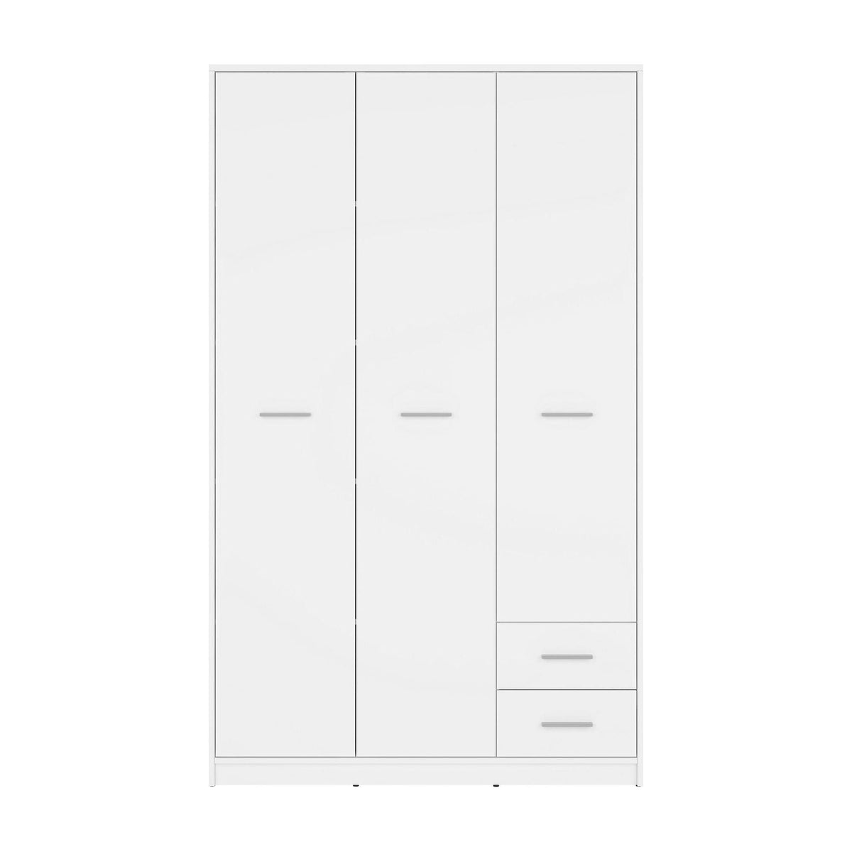 Dulap NEPO PLUS, alb, PAL, cu 3 usi si 2 sertare, 119x55x197 cm