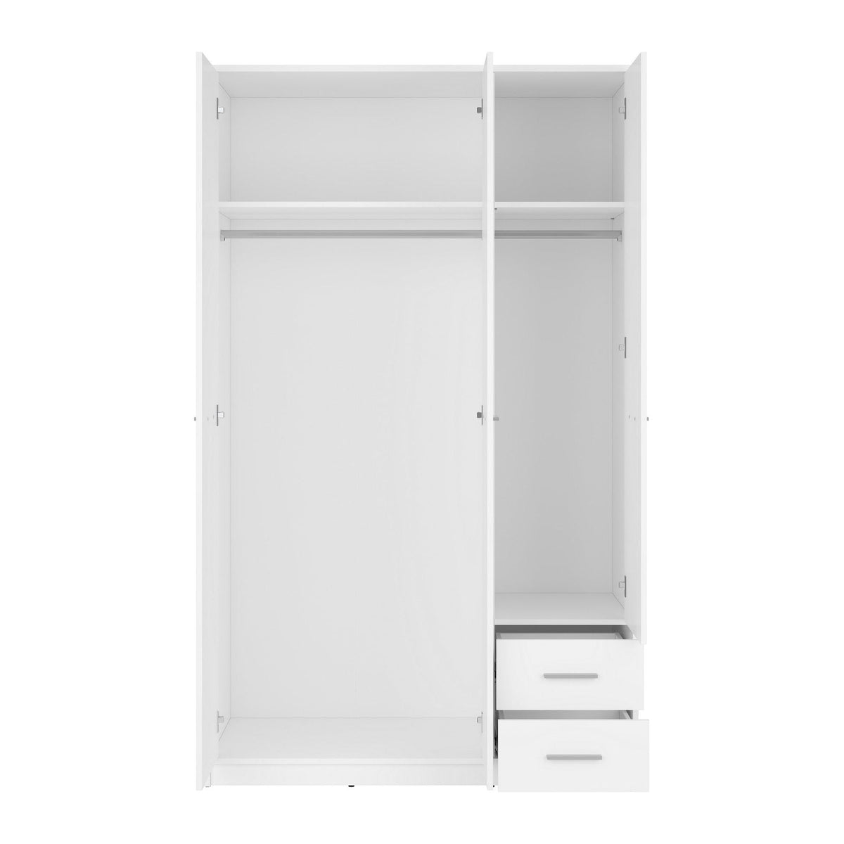Dulap NEPO PLUS, alb, PAL, cu 3 usi si 2 sertare, 119x55x197 cm