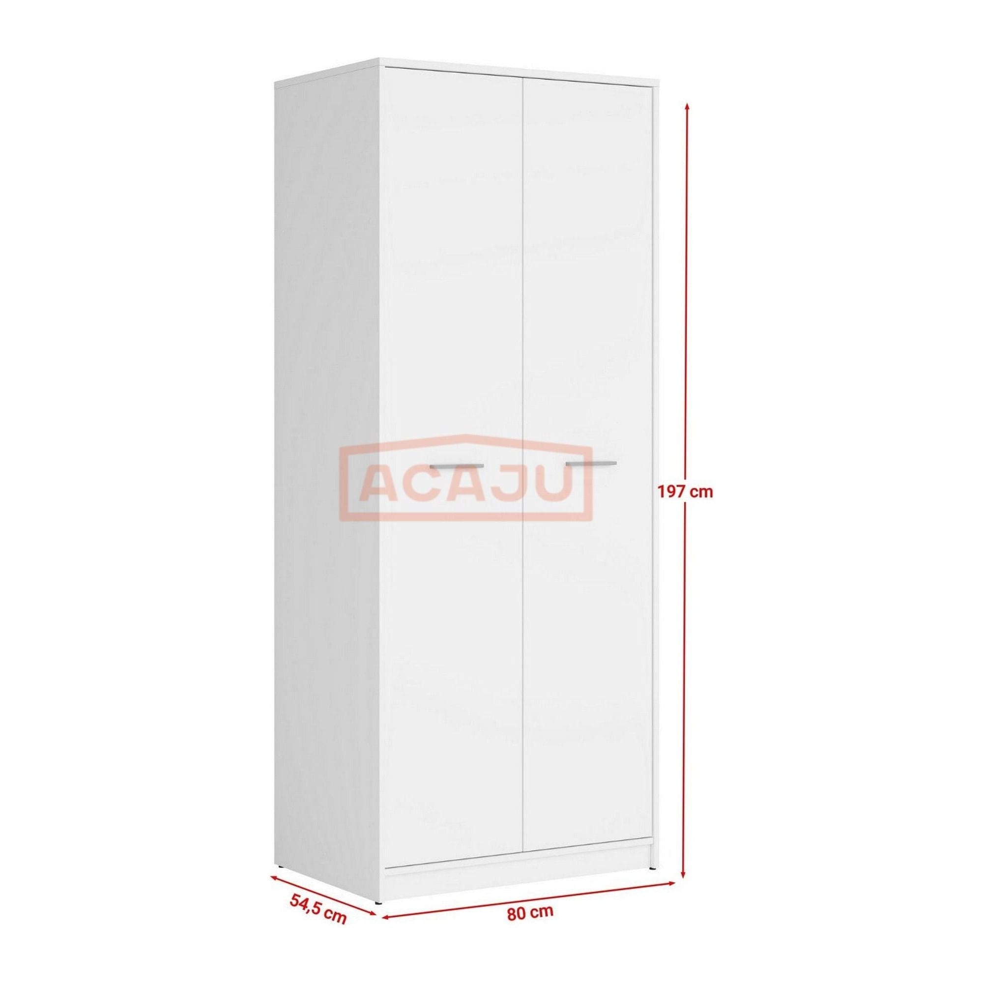 Dulap NEPO PLUS, alb, PAL laminat, cu 2 usi, 80x55x197 cm
