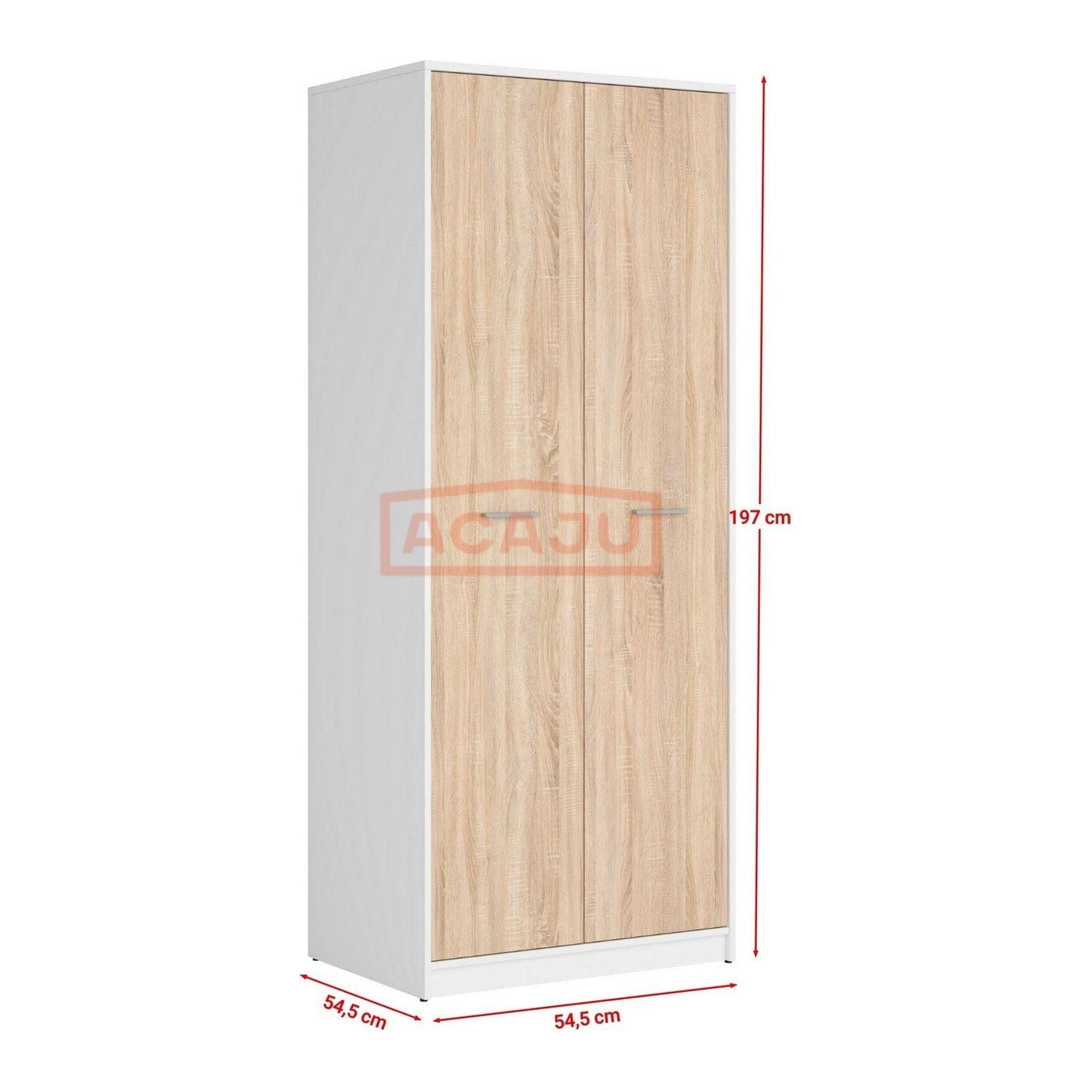 Dulap NEPO PLUS, stejar sonoma/alb, PAL, cu 2 usi, 80x55x197 cm