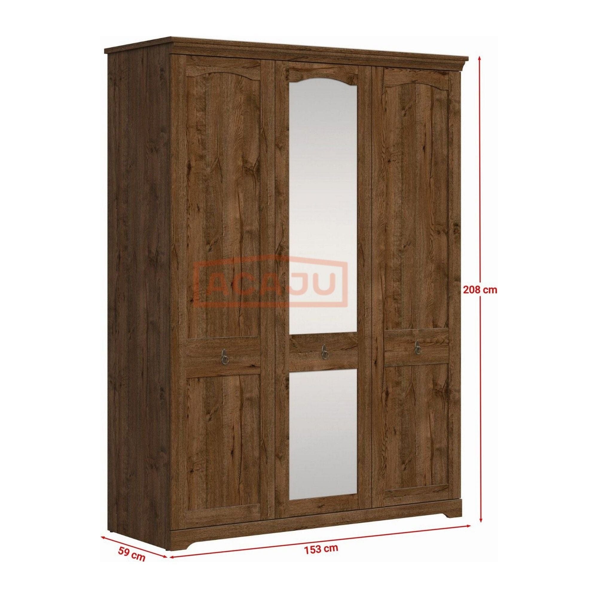 Dulap PATRAS, stejar april, PAL, cu 3 usi, 153x59x208 cm