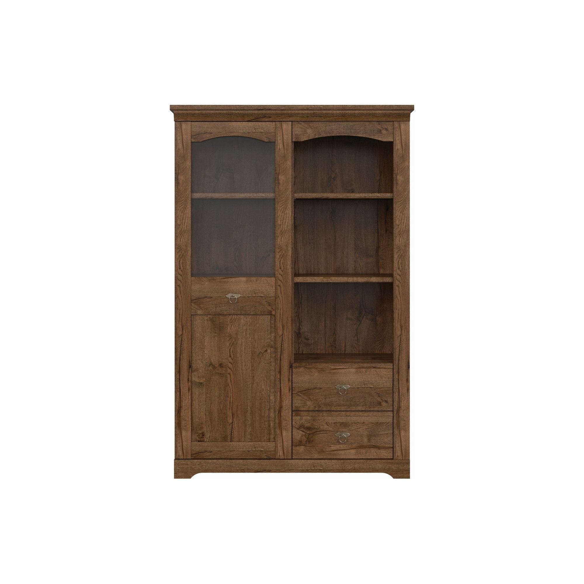 Dulap PATRAS, stejar april, PAL/sticla securizata, cu o usa si 2 sertare, 103x45x159 cm