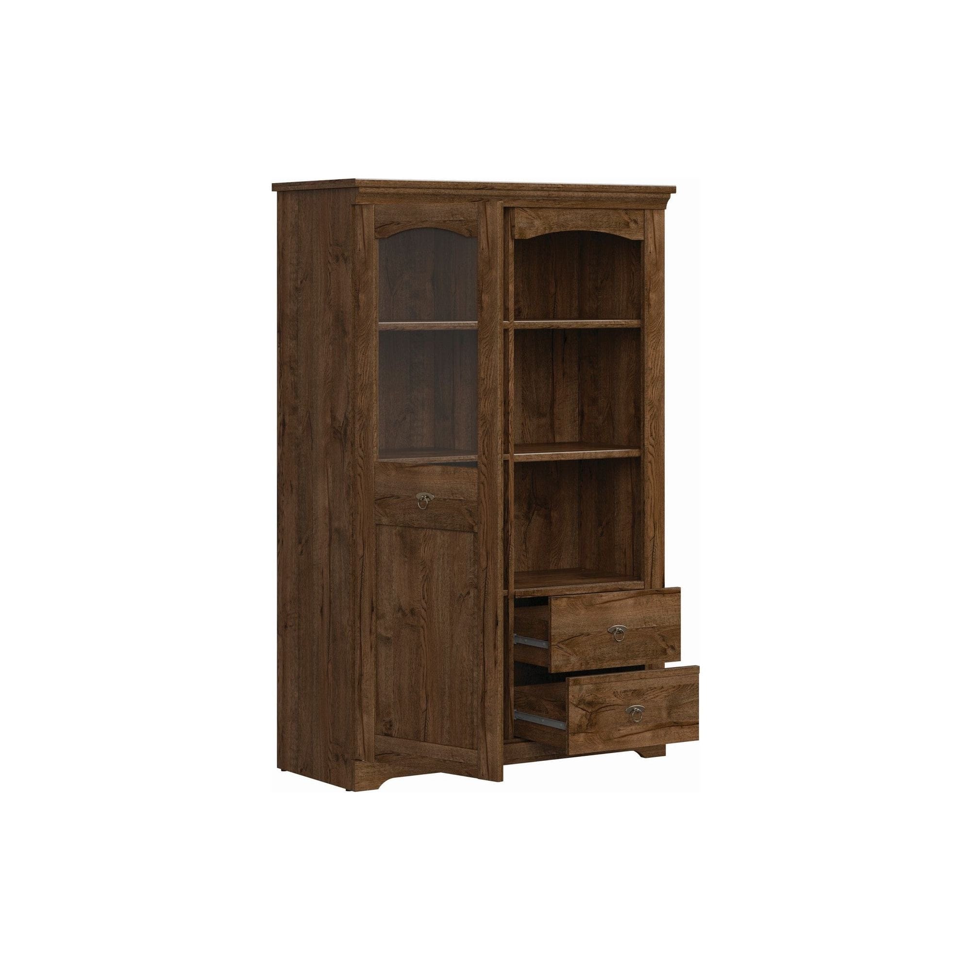 Dulap PATRAS, stejar april, PAL/sticla securizata, cu o usa si 2 sertare, 103x45x159 cm