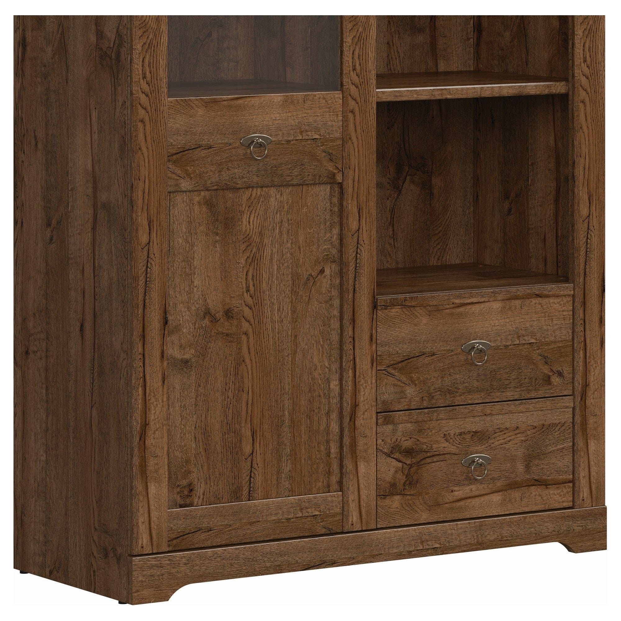 Dulap PATRAS, stejar april, PAL/sticla securizata, cu o usa si 2 sertare, 103x45x159 cm