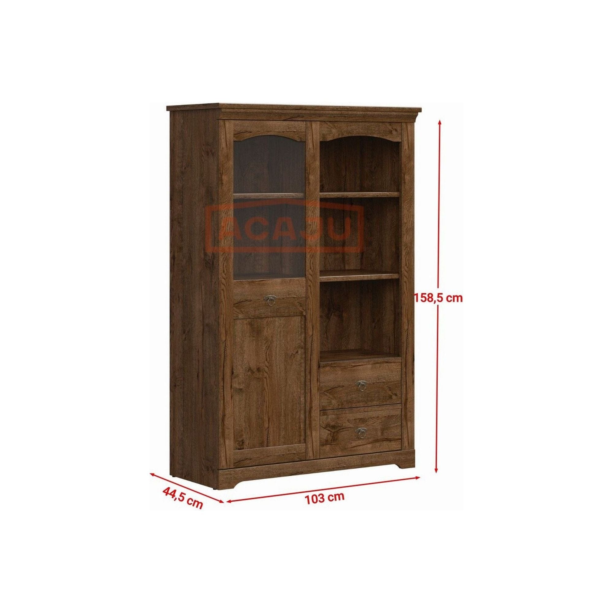 Dulap PATRAS, stejar april, PAL/sticla securizata, cu o usa si 2 sertare, 103x45x159 cm