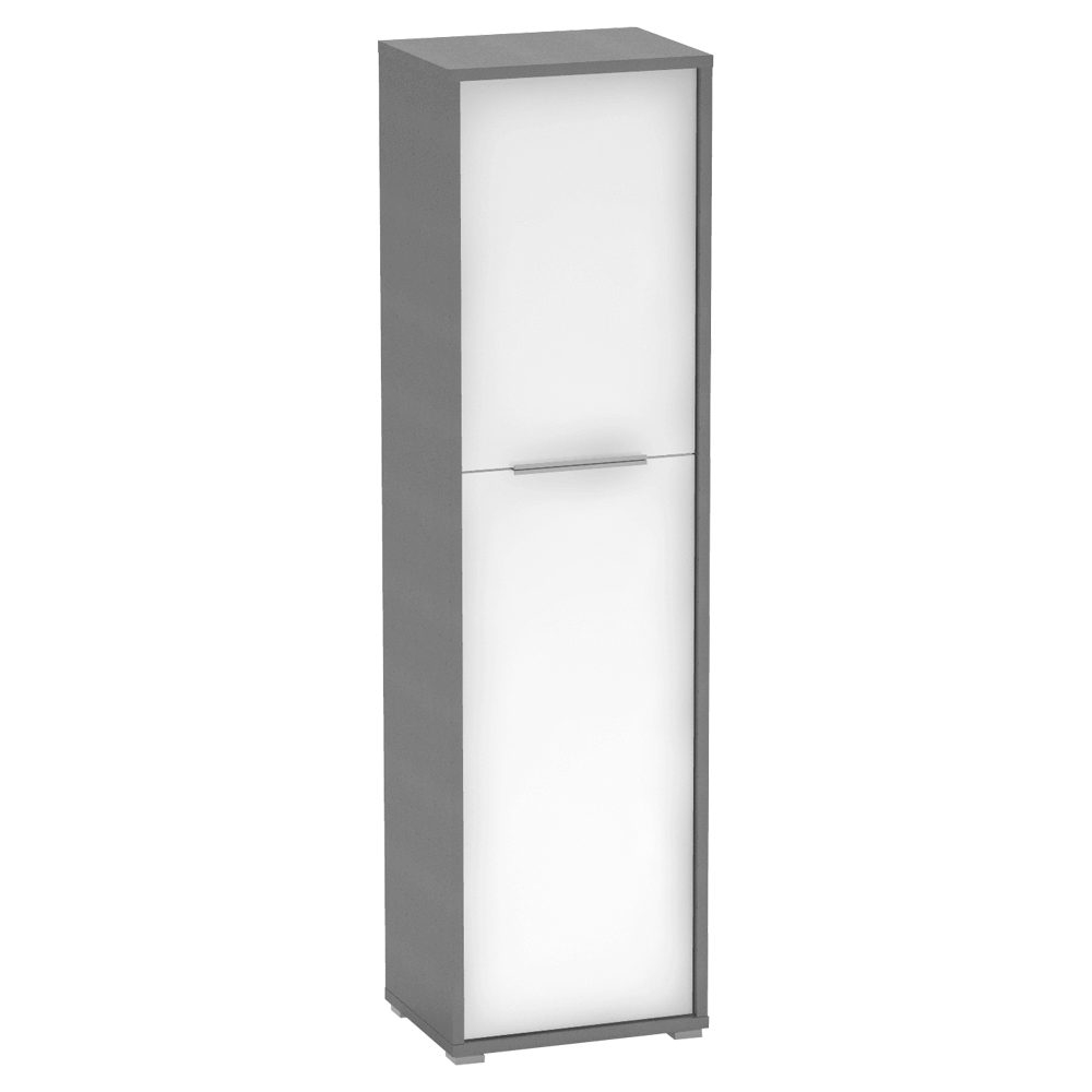 Dulap RIOMA NEW TYP 08, gri grafit/alb, DTD laminat, cu 2 usi, 50x38x183 cm