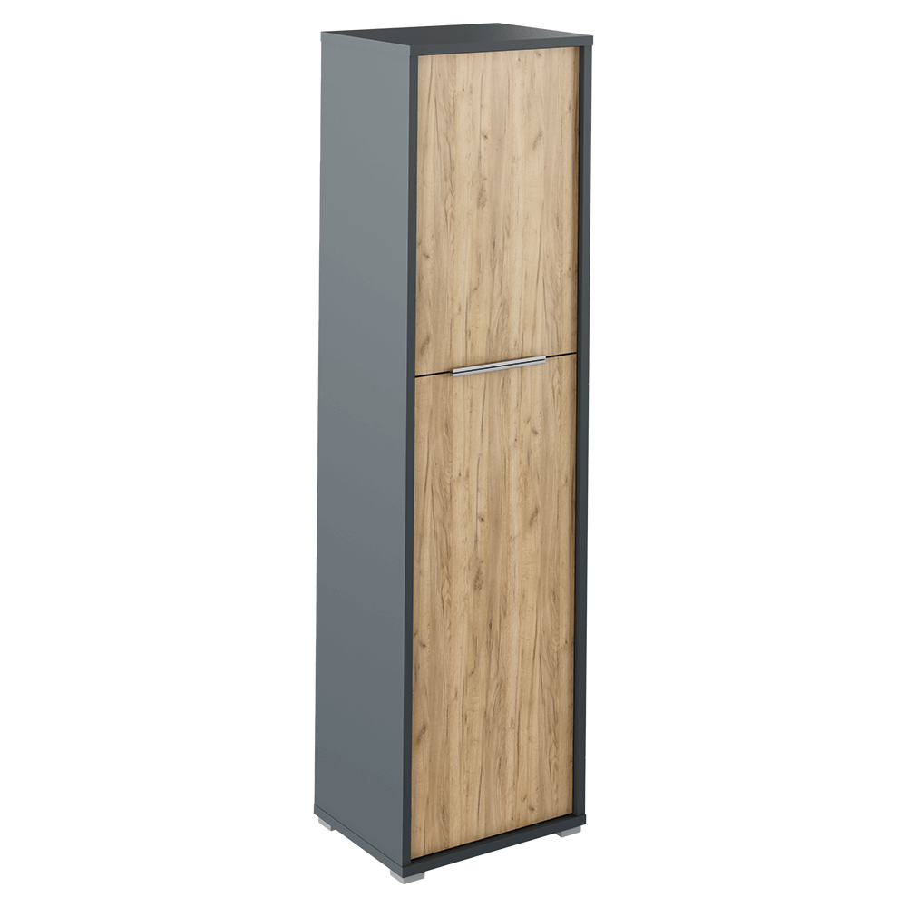 Dulap RIOMA NEW TYP 08, gri grafit/stejar artisan, DTD laminat, cu 2 usi, 50x38x183 cm