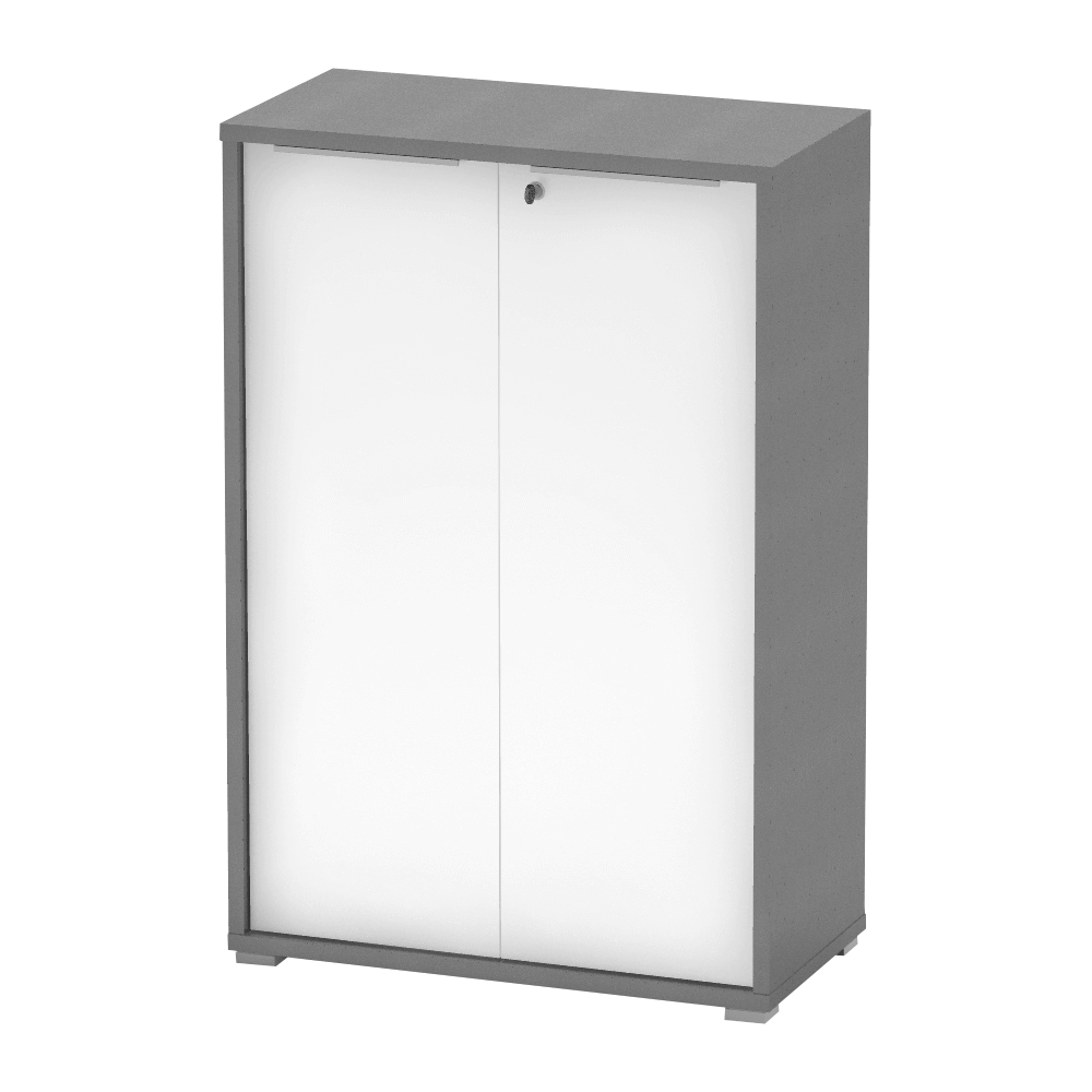 Dulap RIOMA NEW TYP 09, gri grafit/alb, PAL melaminat, cu 2 usi, 75x38x112 cm