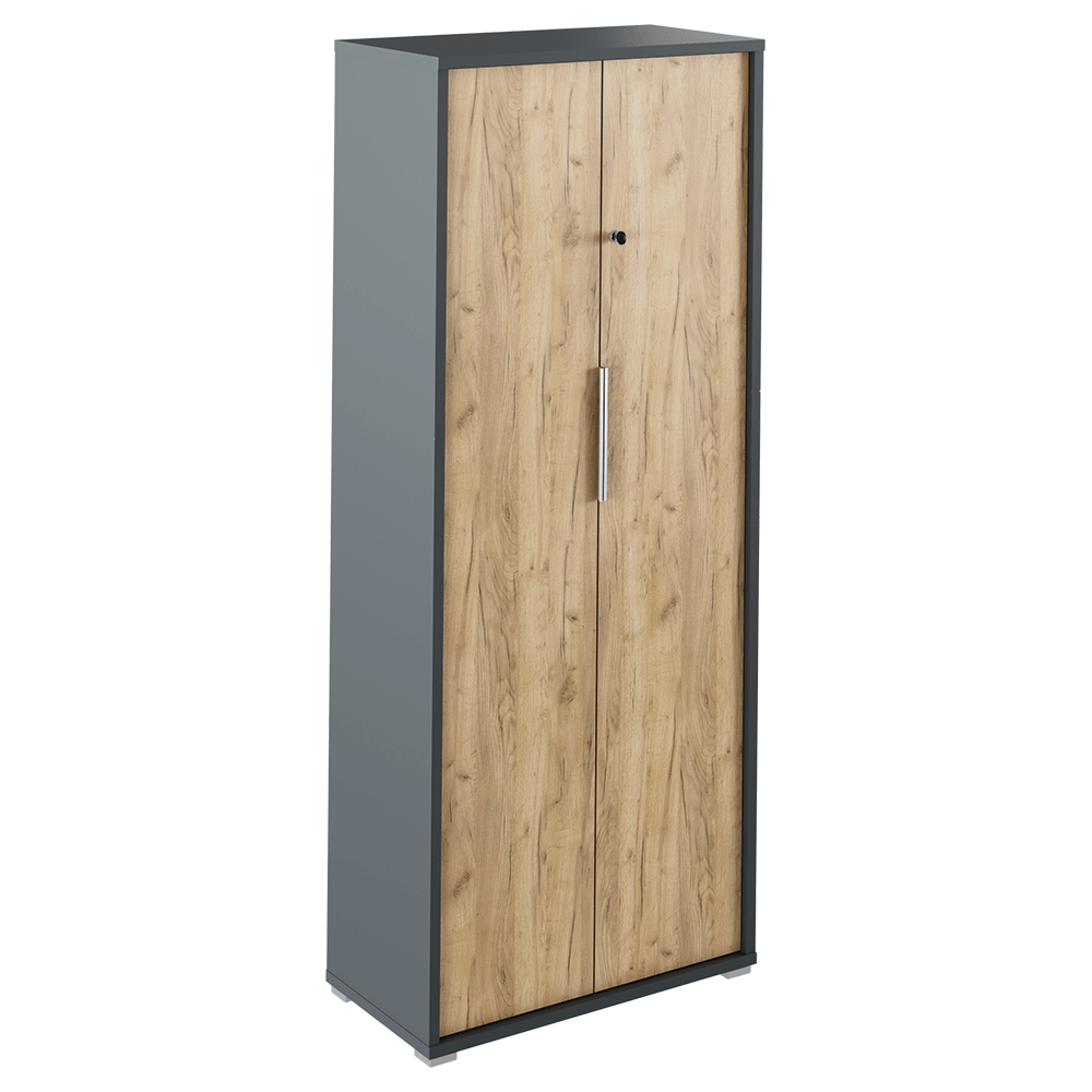 Dulap RIOMA NEW TYP 31, stejar artisan/gri grafit, DTD laminat, cu 2 usi, 75x38x183 cm