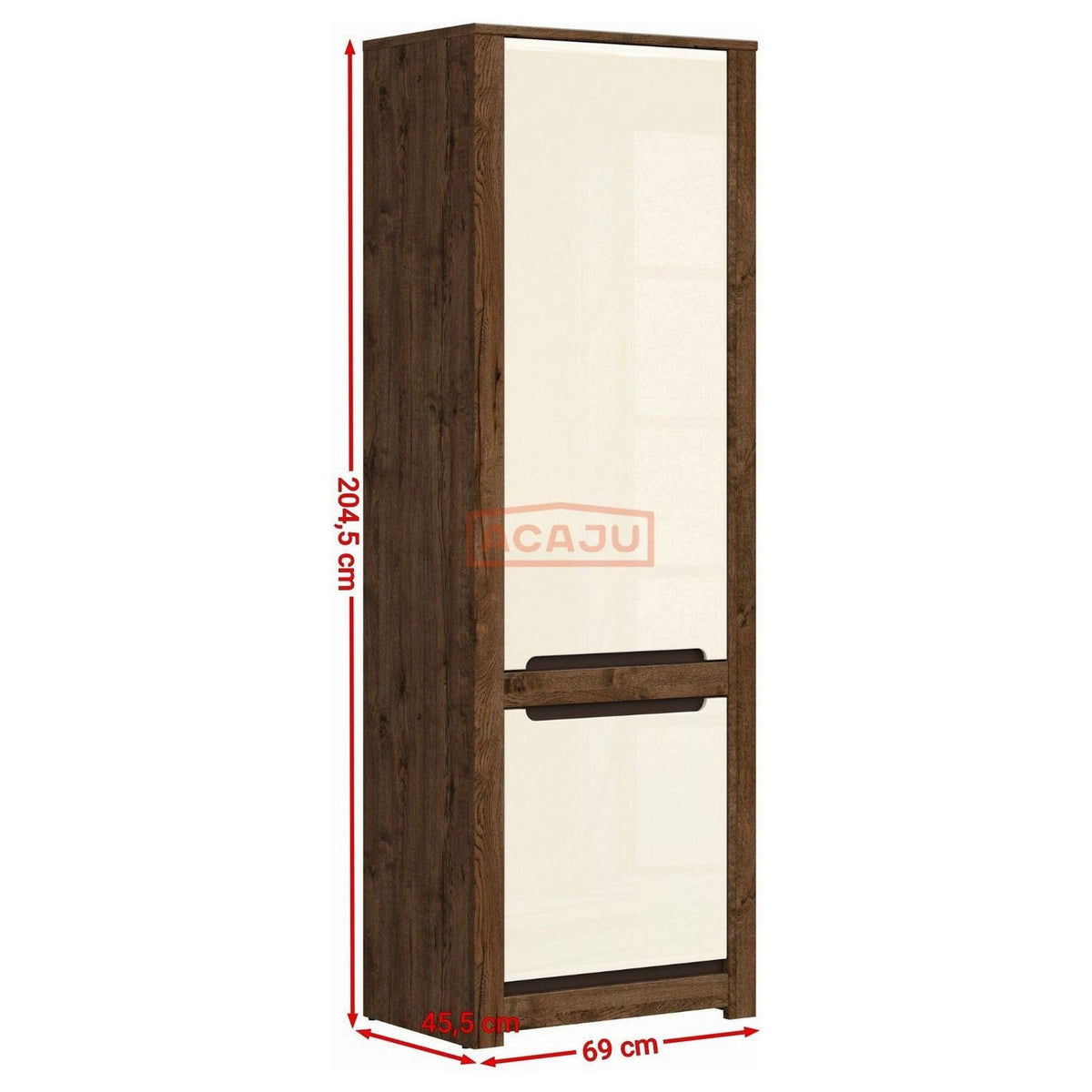 Dulap RUSO, bej/stejar april, PAL, cu 2 usi, 69x46x205 cm