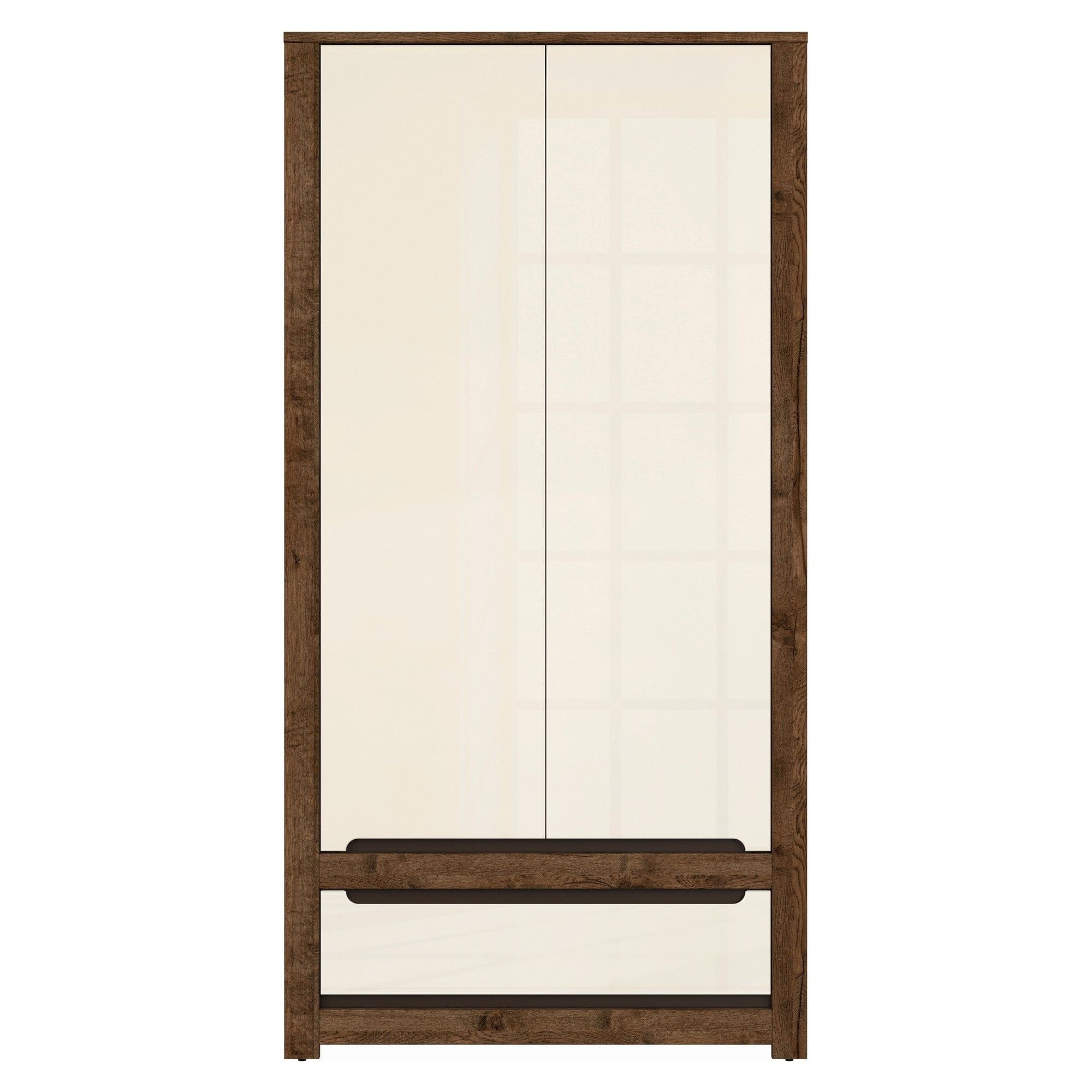 Dulap RUSO, stejar april/alb perla, PAL, cu 2 usi si un sertar, 104x61x205 cm