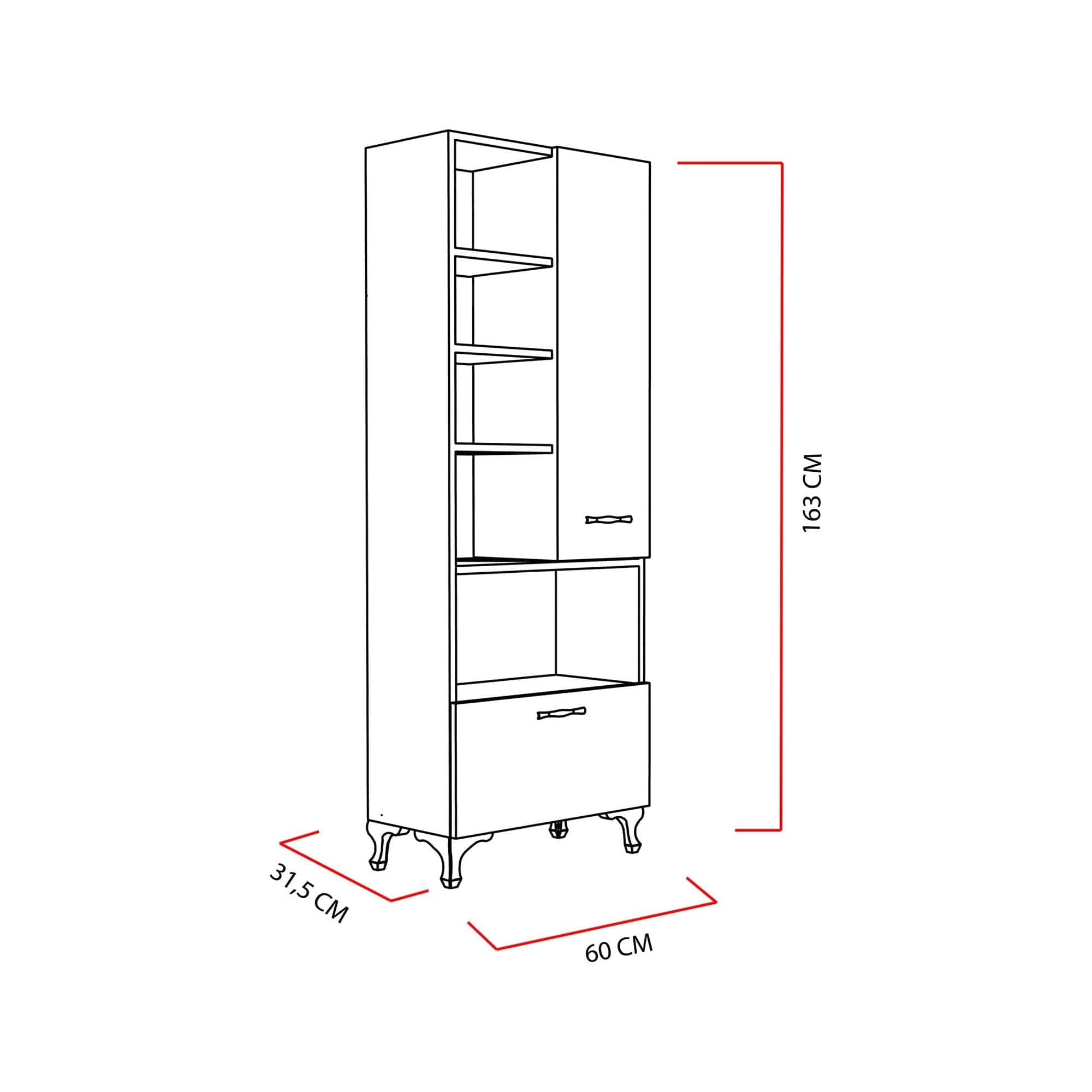 Dulap SEZEN, alb, PAL melaminat, cu 2 usi, 60x32x164 cm