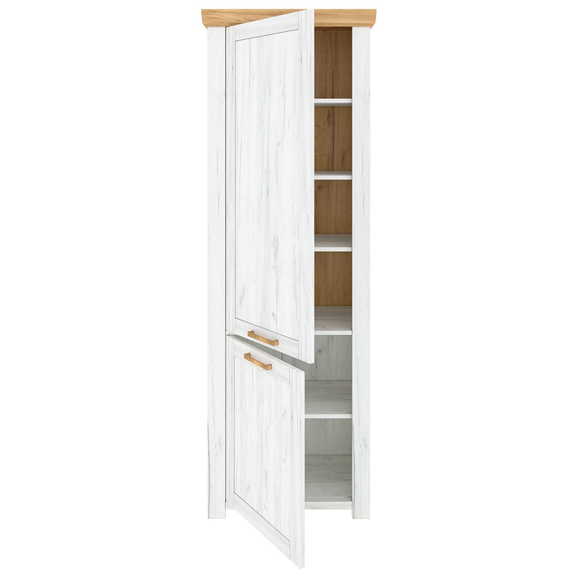 Dulap SUDBURY V, stejar craft auriu/stejar craft alb, PAL laminat, cu 2 usi, 68x42x200 cm