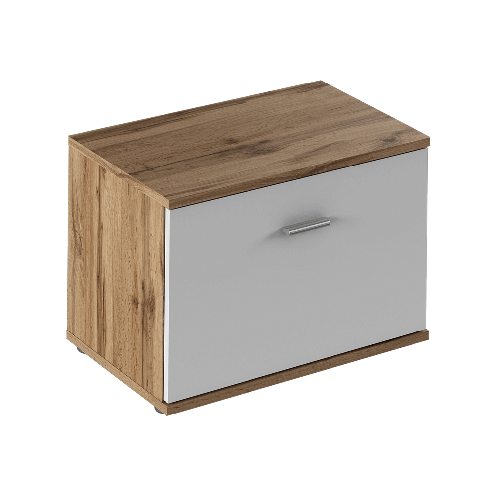 Dulap TIP 6 CYRIL, stejar wotan/alb, DTD laminat, cu o usa, 55x35x38 cm