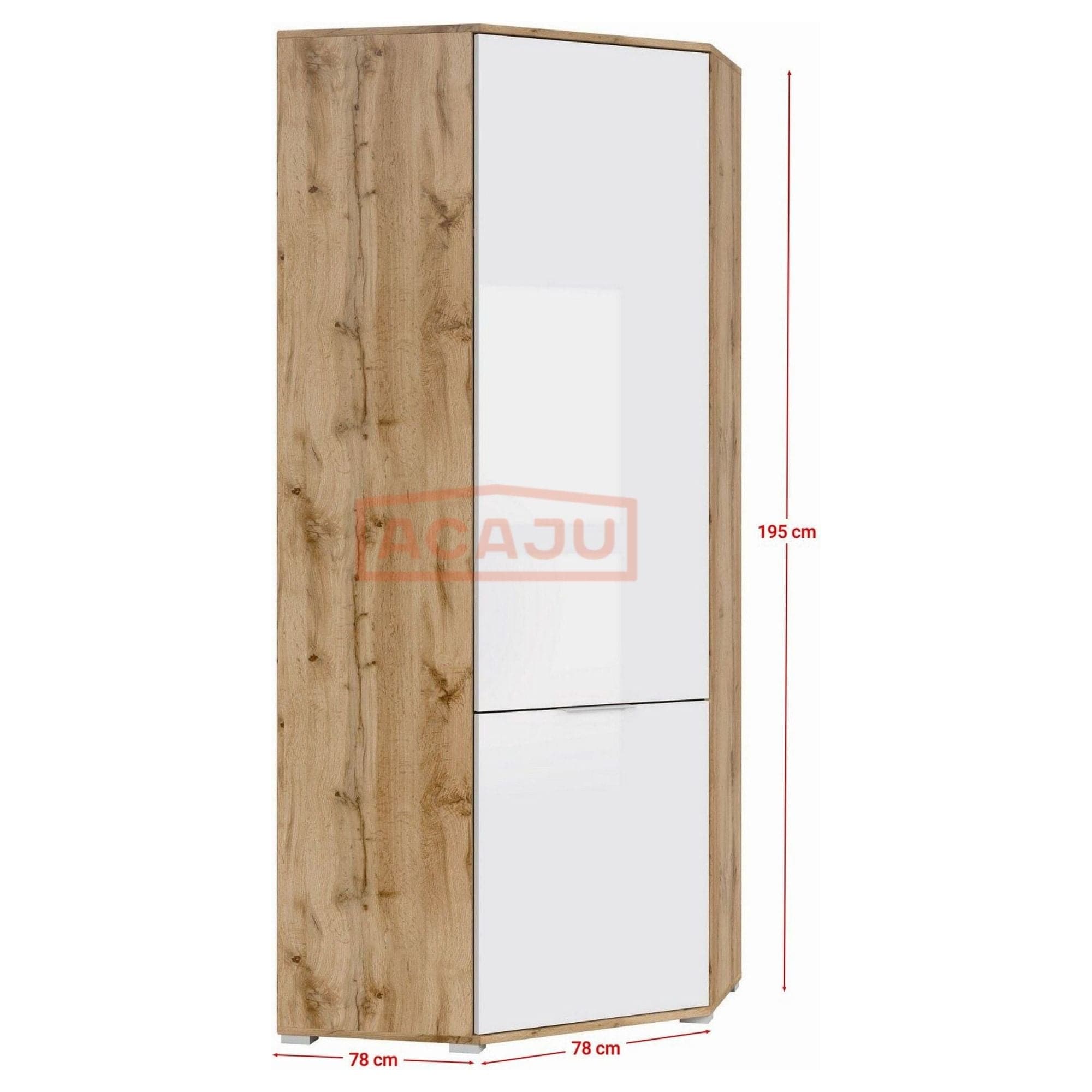 Dulap ZELE, alb/stejar sonoma, PAL, cu 2 usi, 78x78x195 cm