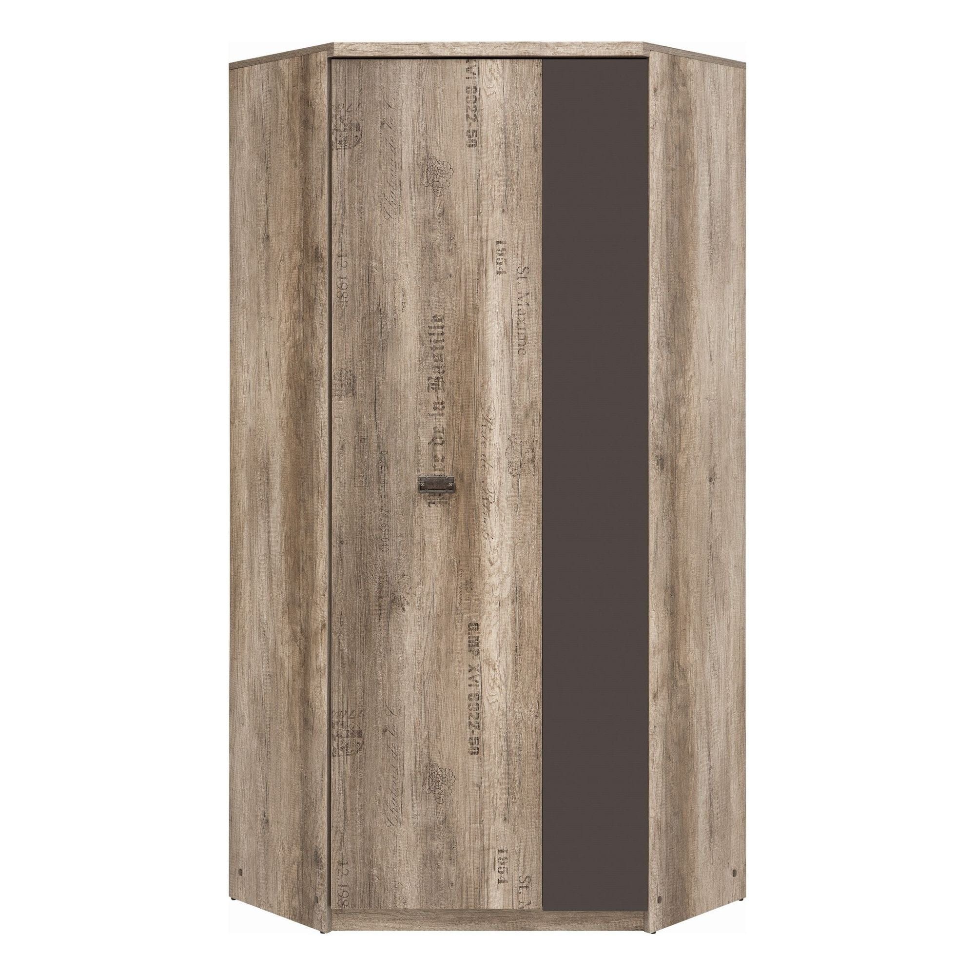 Dulapuri MALCOLM, stejar canyon/gri tungsten, PAL, cu 2 usi, 96x96x206 cm