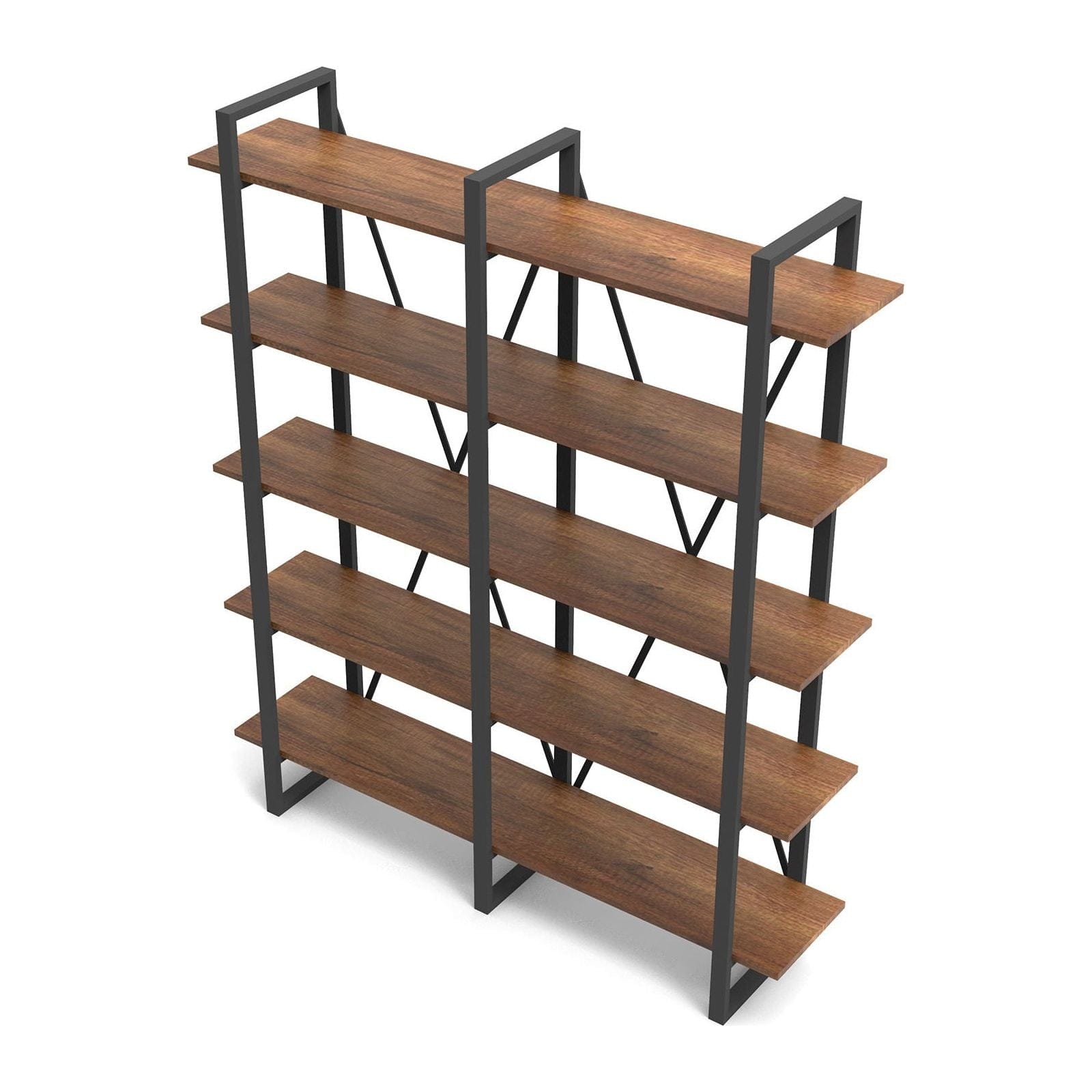 Etajera MN05-BA, nuc/negru, PAL melaminat, 154x34x180 cm