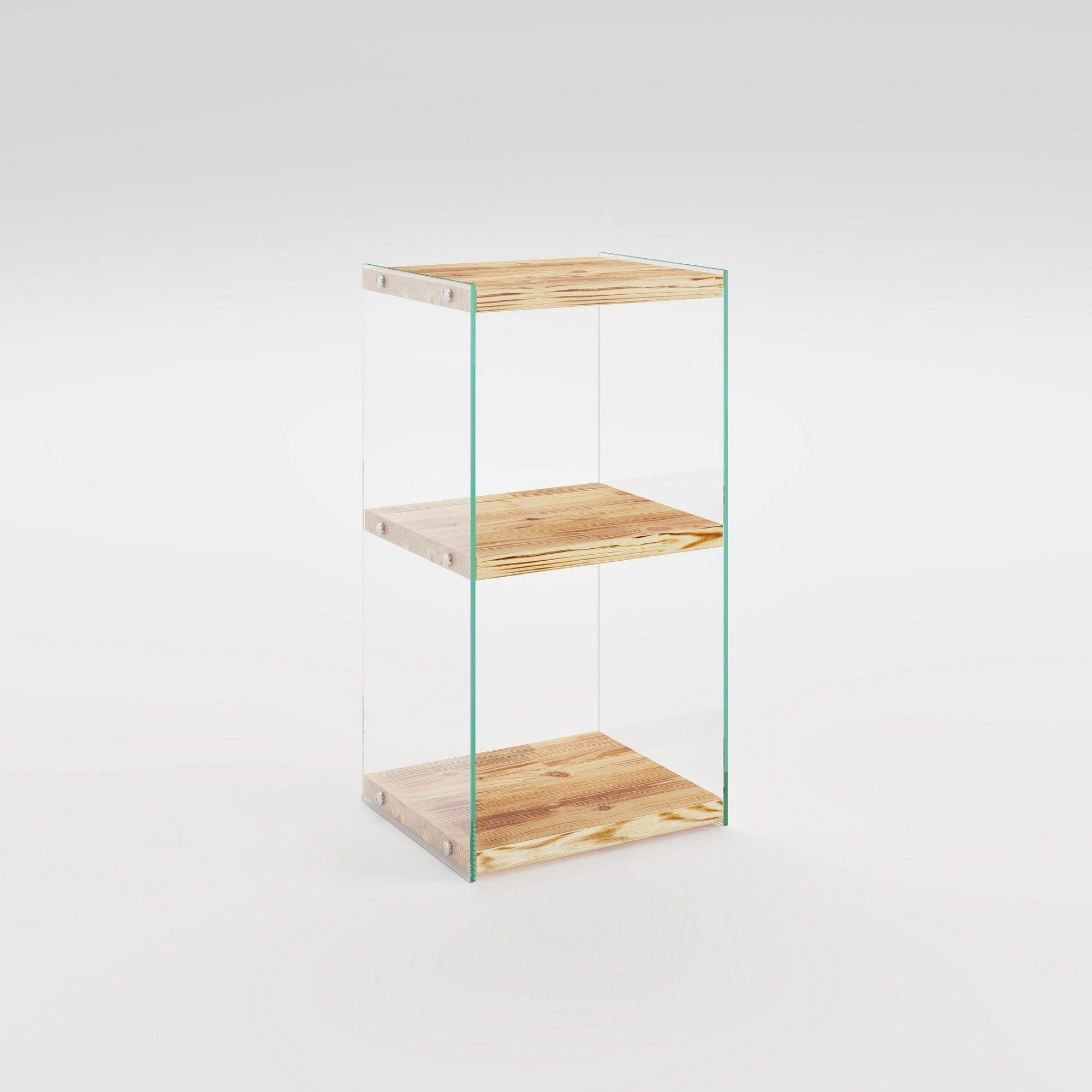 Etajera NIAGARA R302, pin, lemn de pin/sticla, 40x35x80 cm