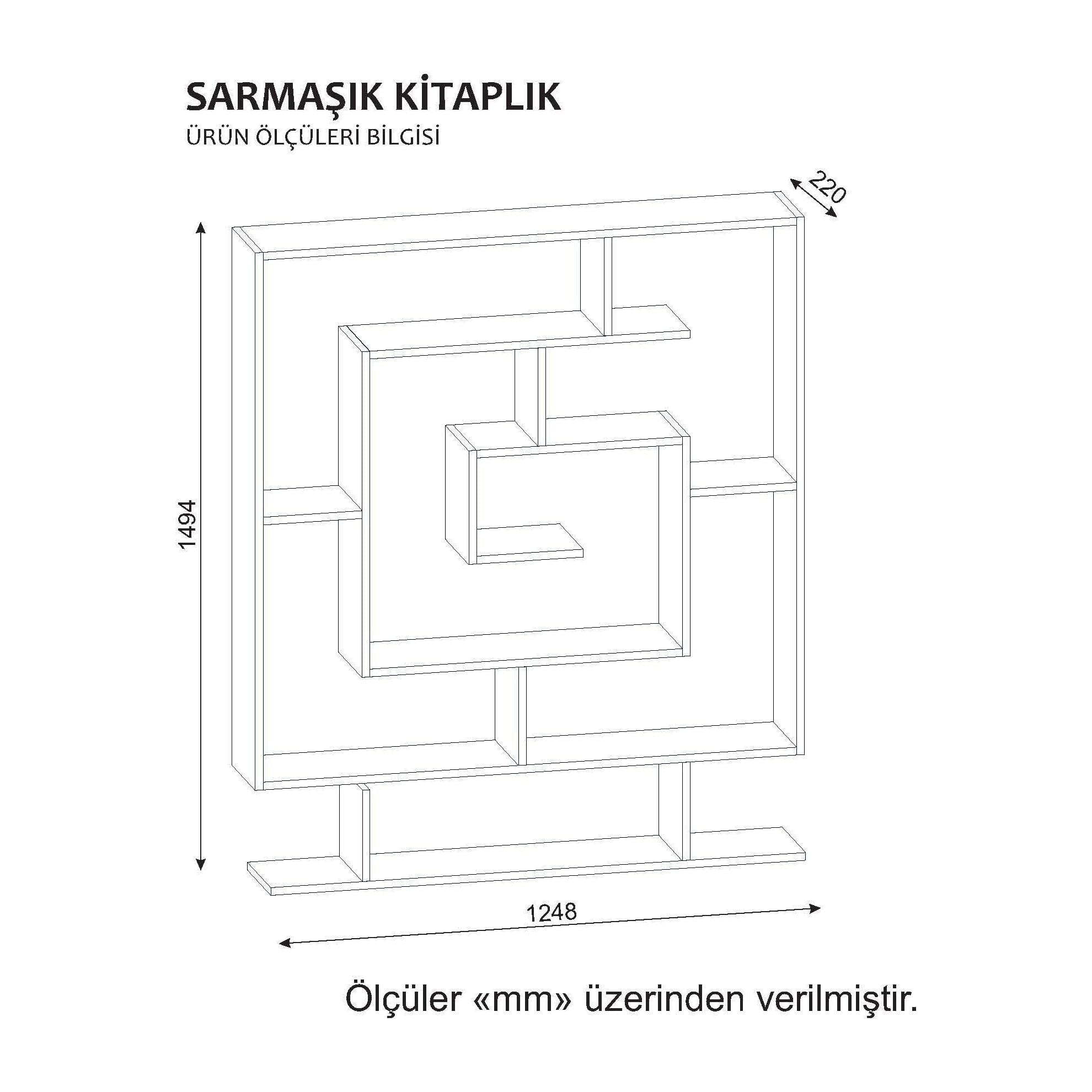 Etajera SARMASIK, alb, PAL melaminat, 125x22x150 cm